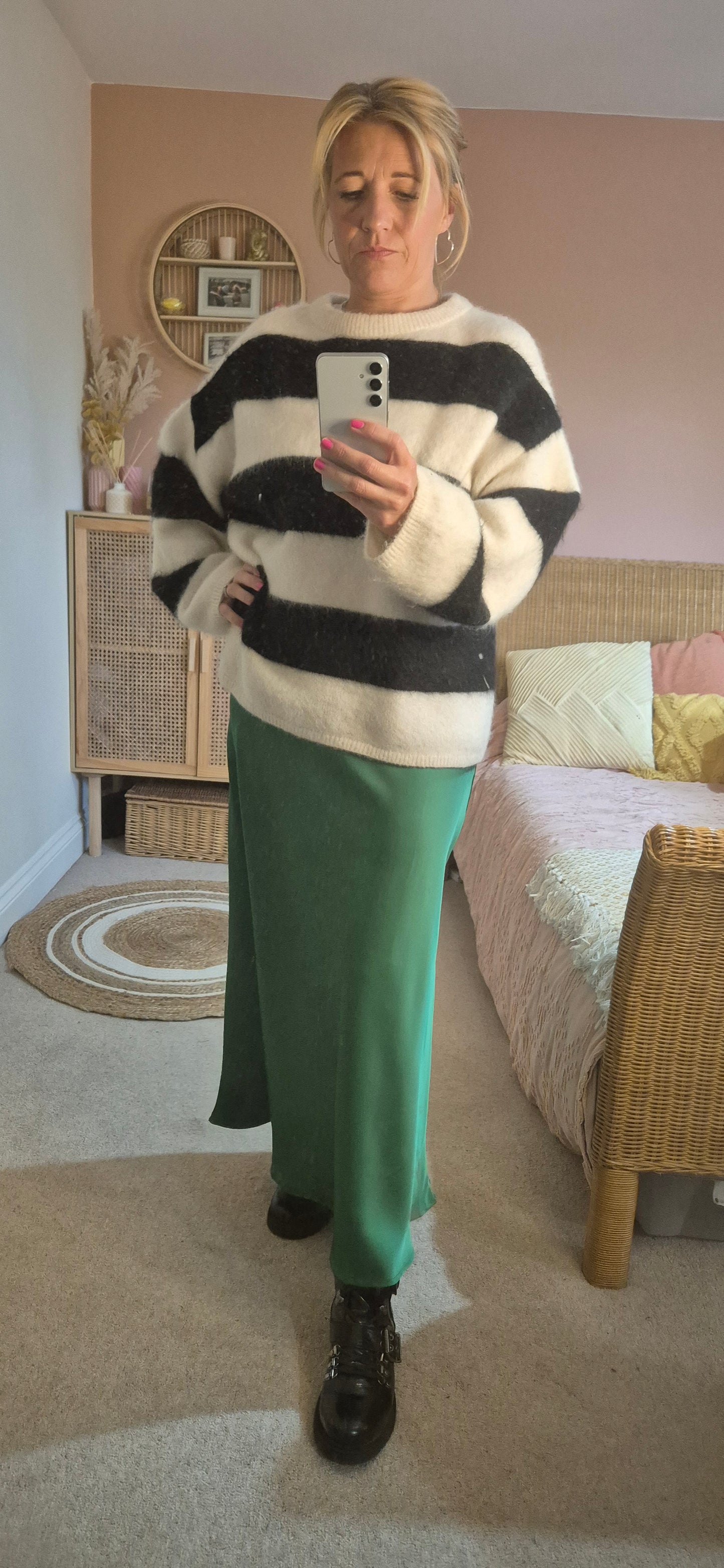 Satin Slip Skirt - Emerald Green
