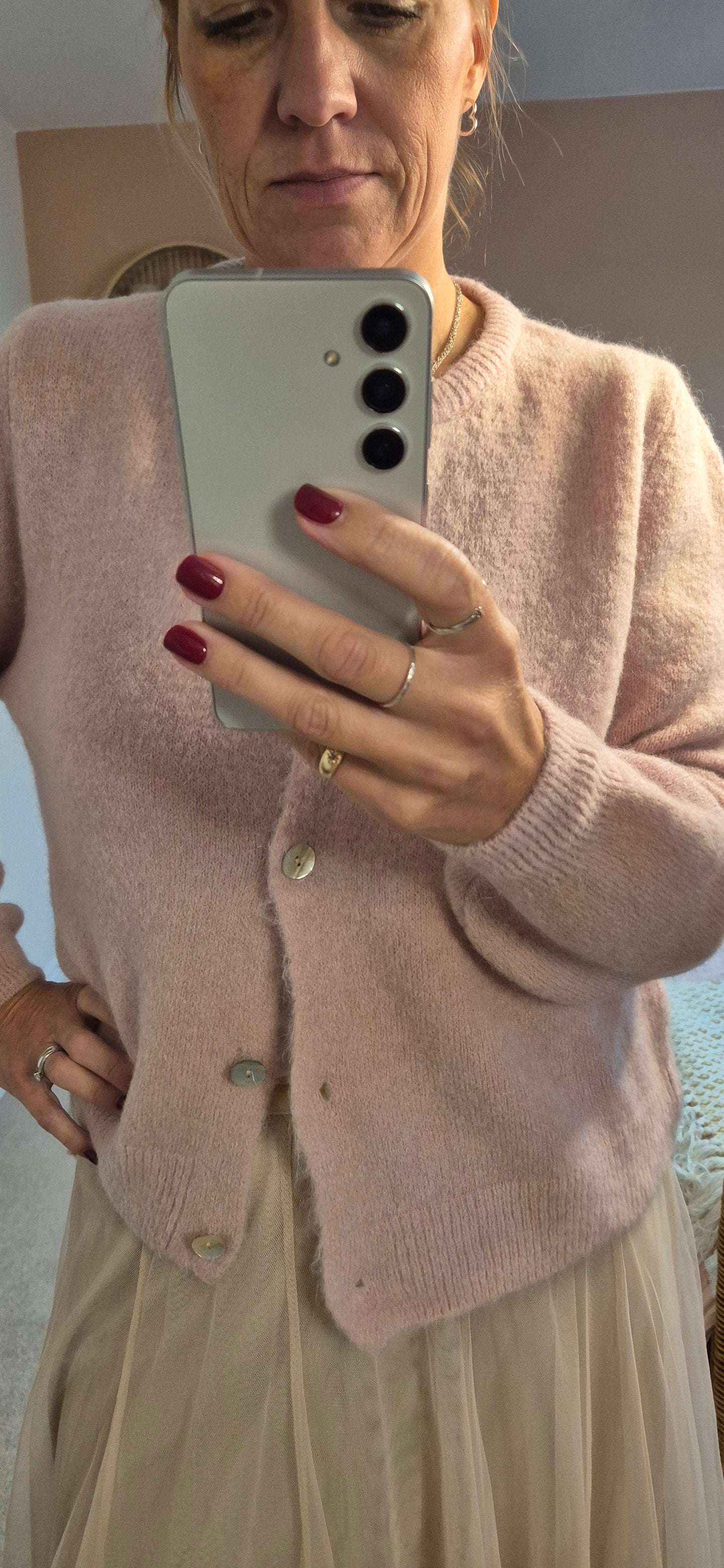 Alpaca Wool Cardigan - Pink