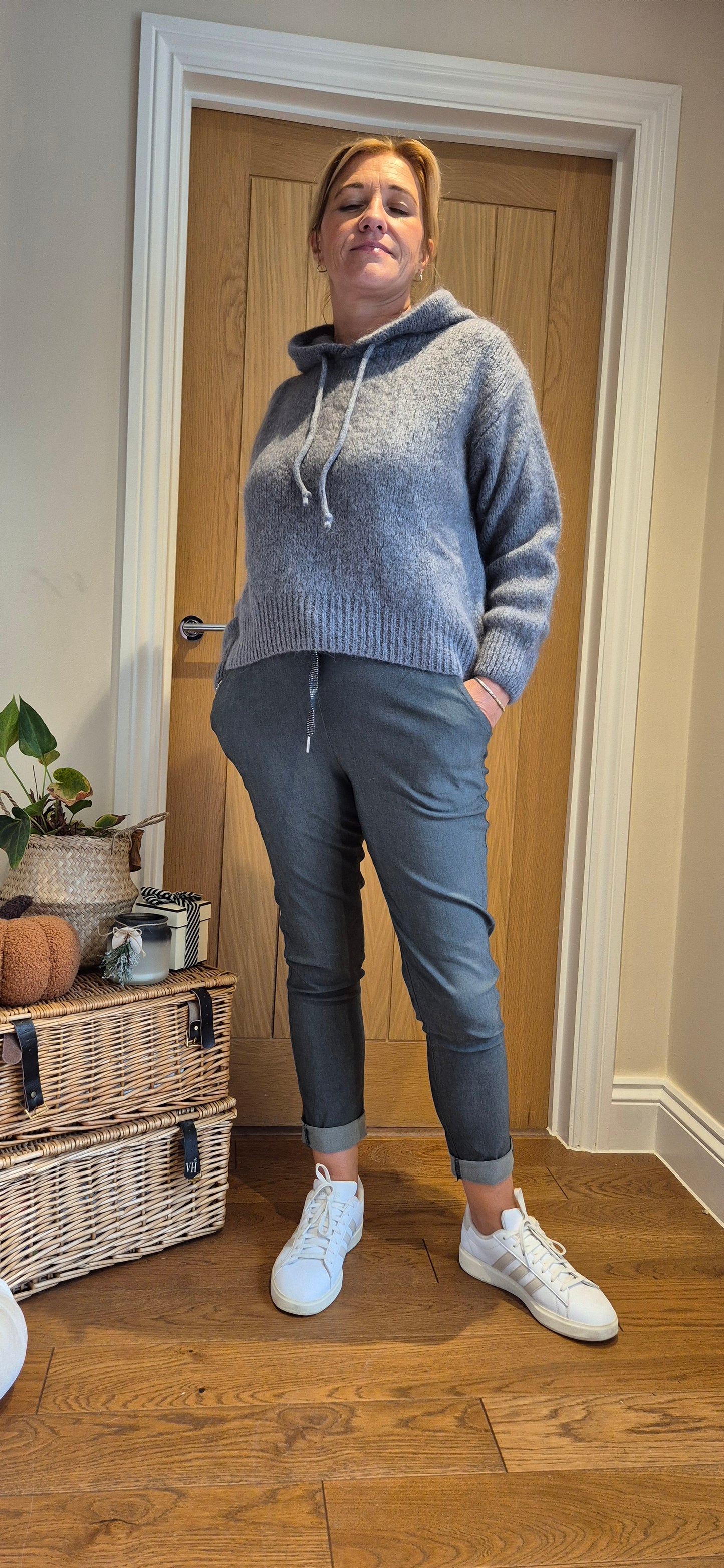 Mohair and Wool Blend Hoody - Dark Grey