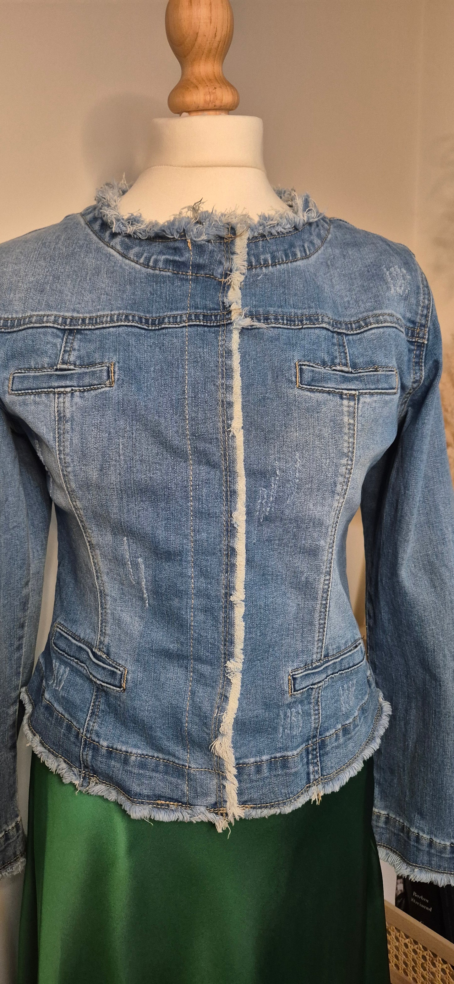 Denim Jacket with Raw Edge Detail