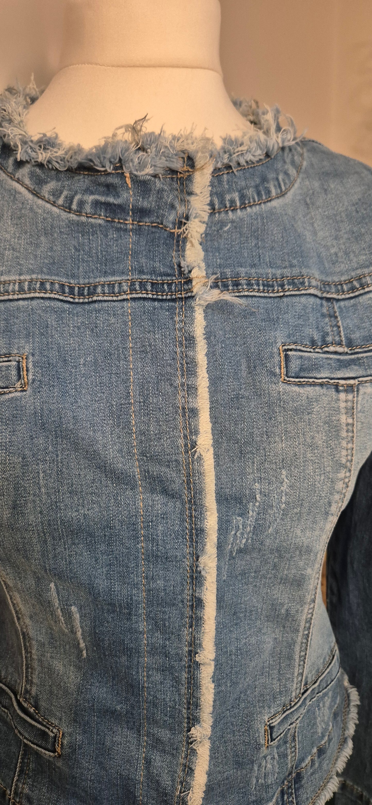 Denim Jacket with Raw Edge Detail