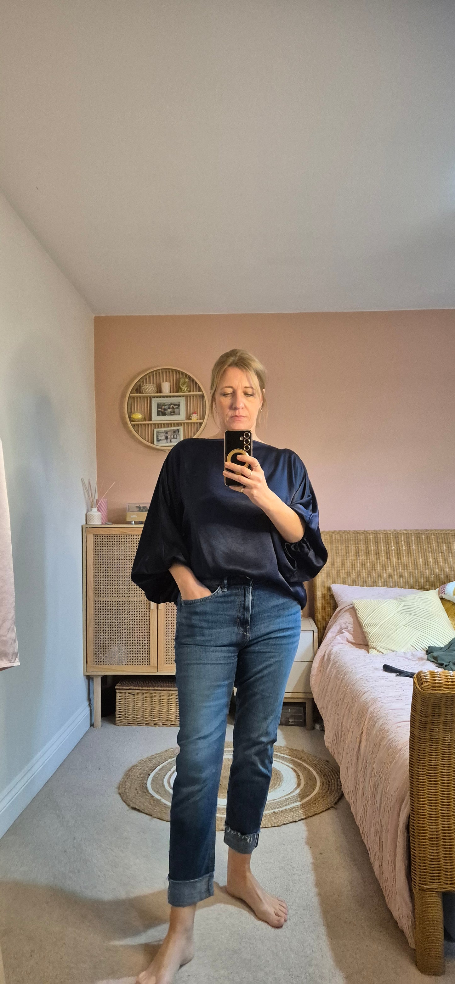 Celeste Blouse – Satin Slash Neck, Feminine & Versatile