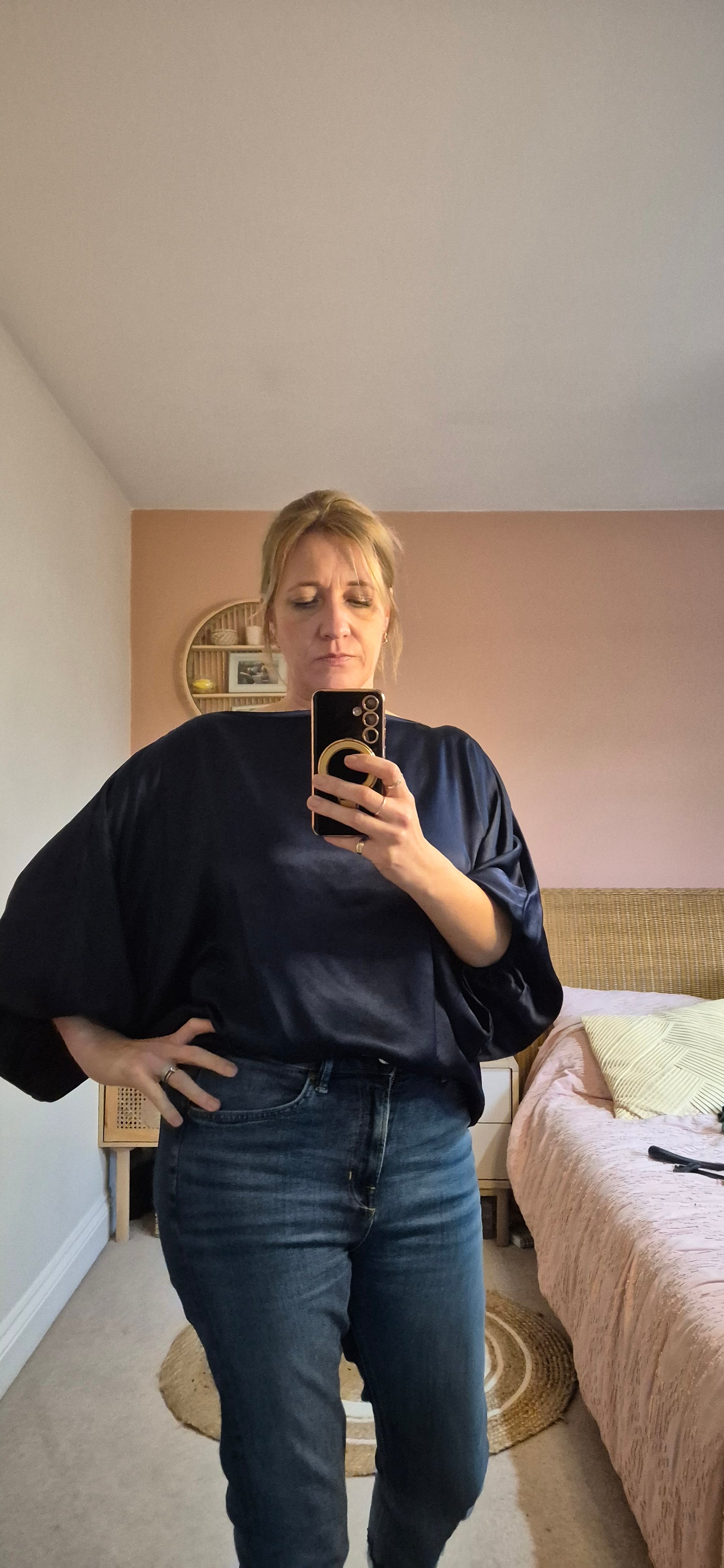 Celeste Blouse – Satin Slash Neck, Feminine & Versatile
