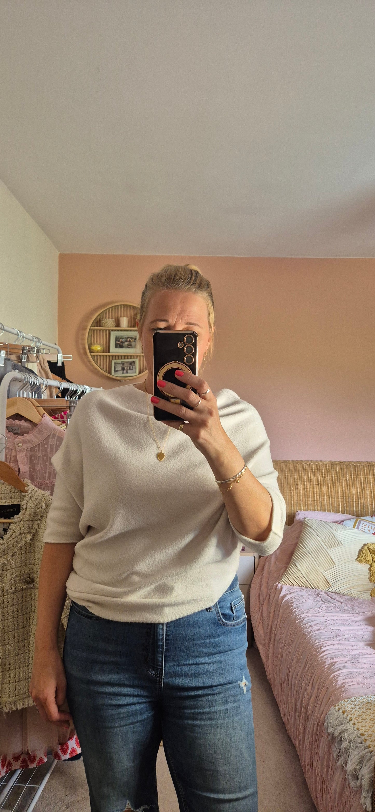 Asymmetrical 3/4 Sleeve Knit Sweater – Stone