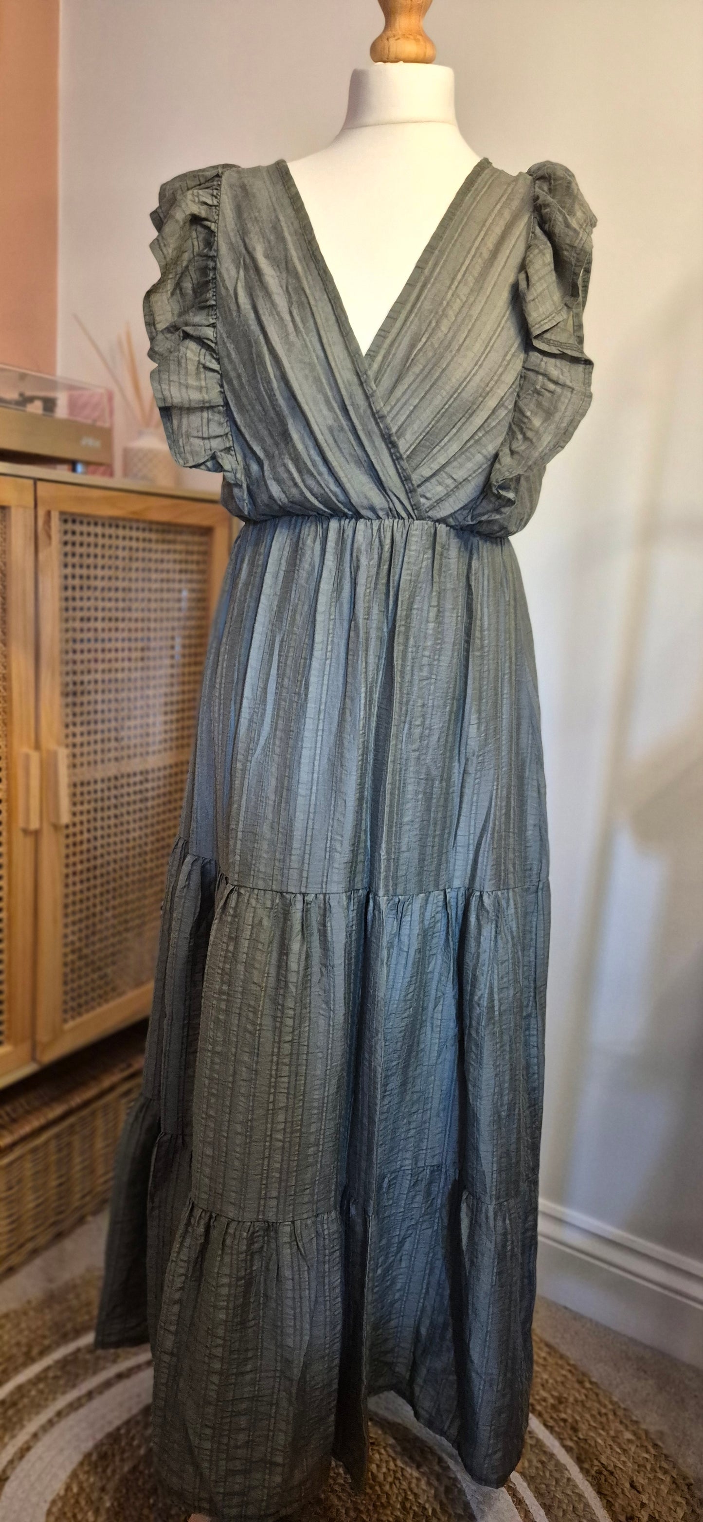 Lila Summer Frill Dress – Khaki or Chocolate Brown