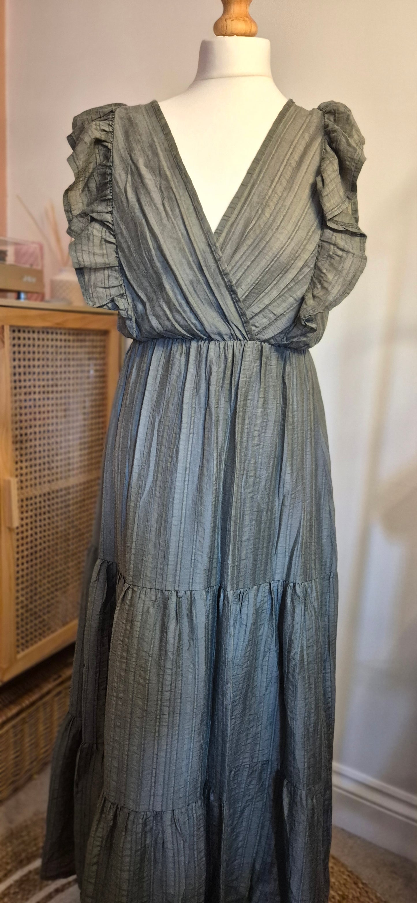Lila Summer Frill Dress – Khaki or Chocolate Brown
