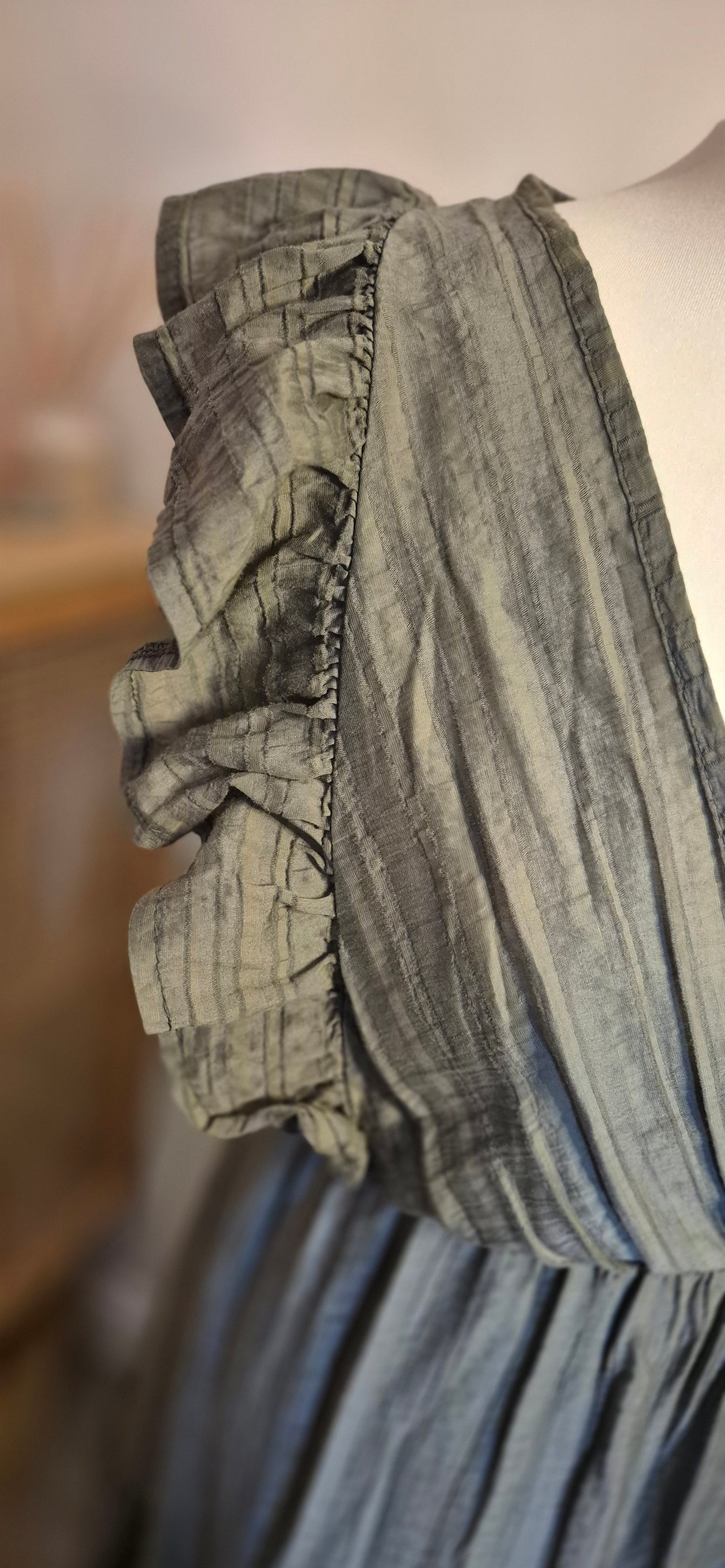 Lila Summer Frill Dress – Khaki or Chocolate Brown
