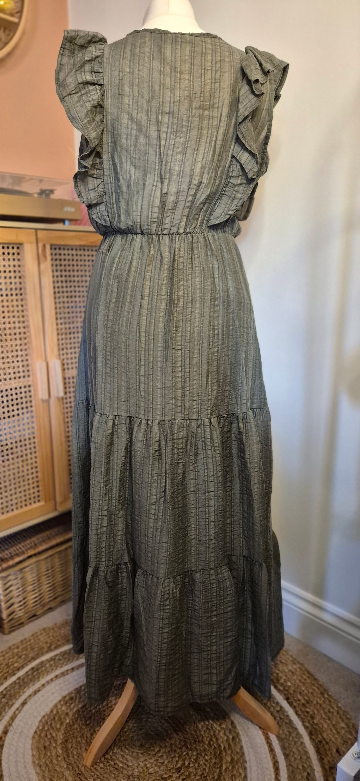 Lila Summer Frill Dress – Khaki or Chocolate Brown