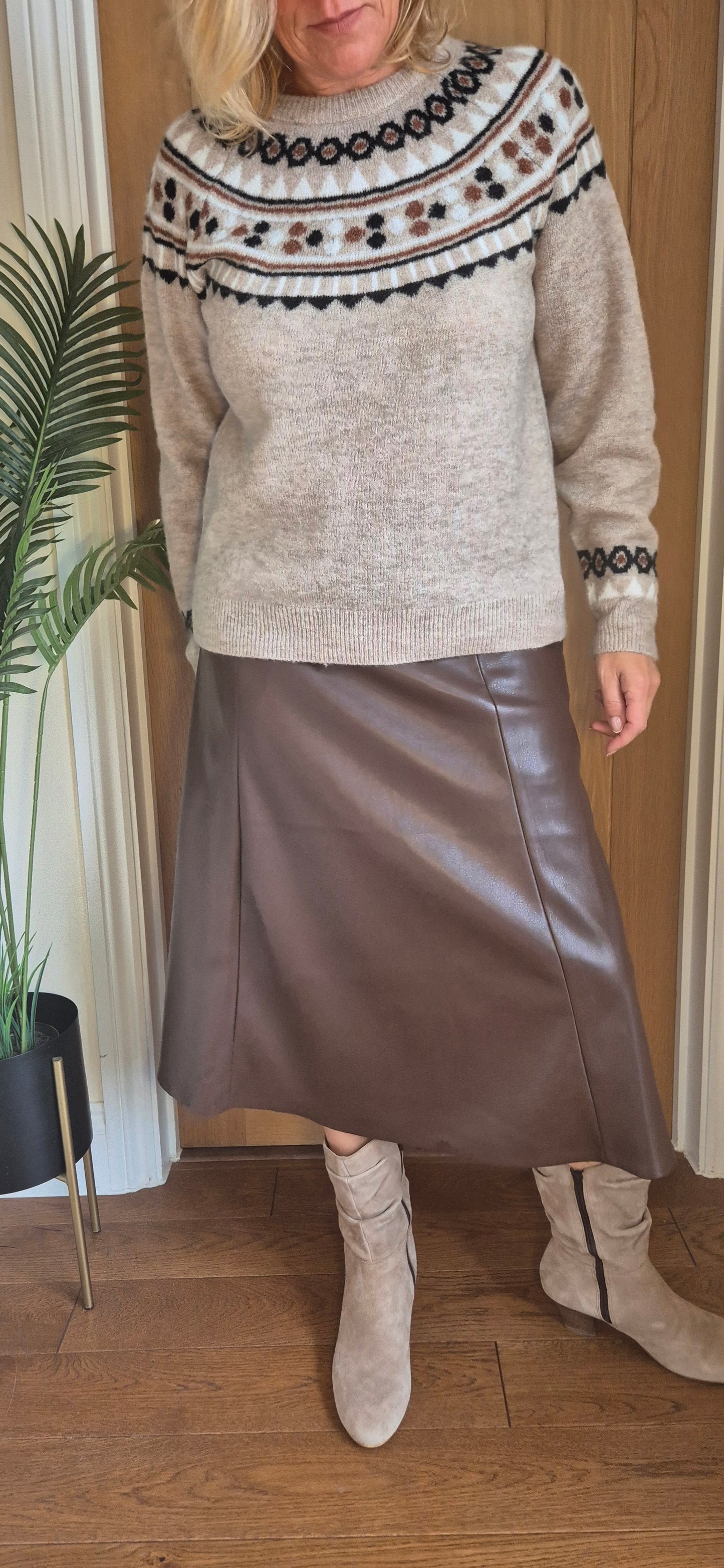 Paloma Leather-Look Midi Skirt – Black or Chocolate Brown