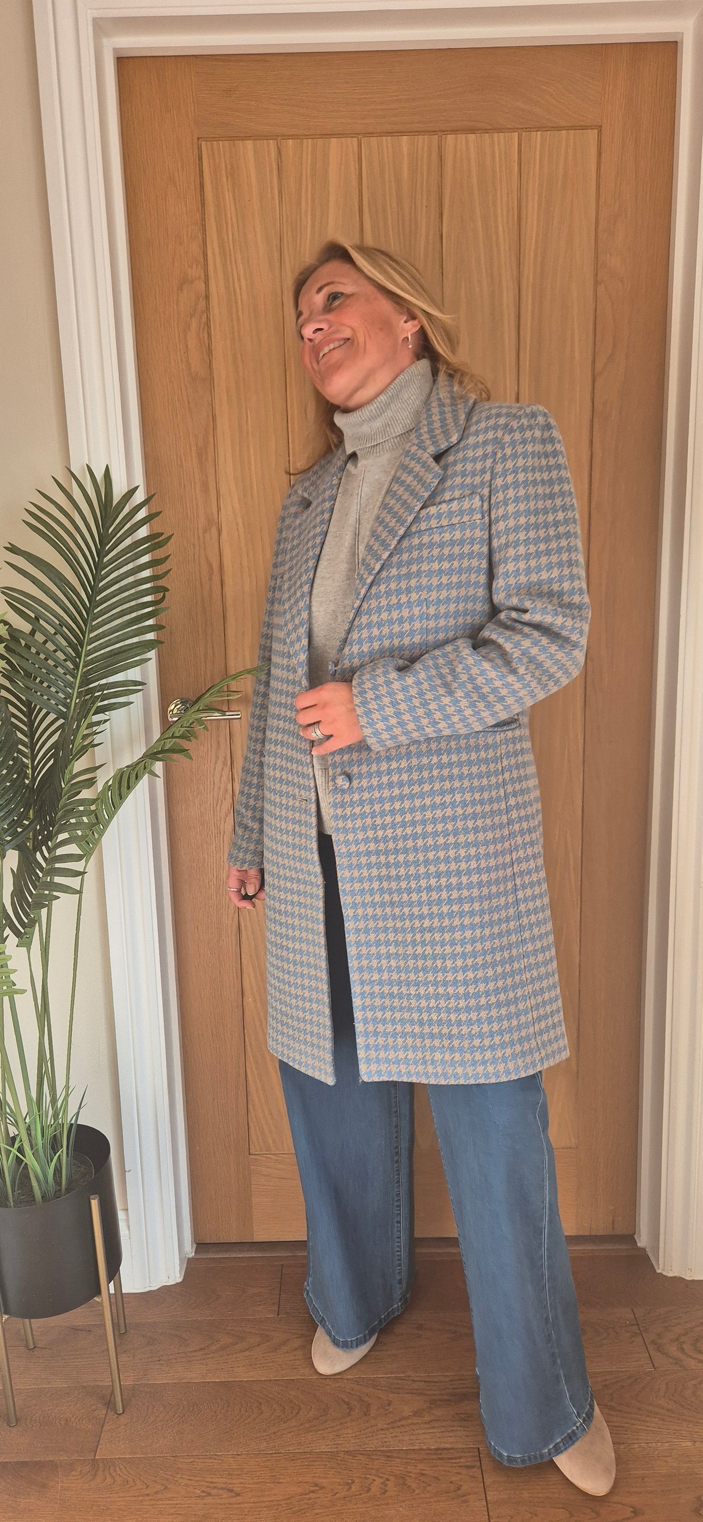 Westie Coat – Blue & Grey Check, Tailored Fit