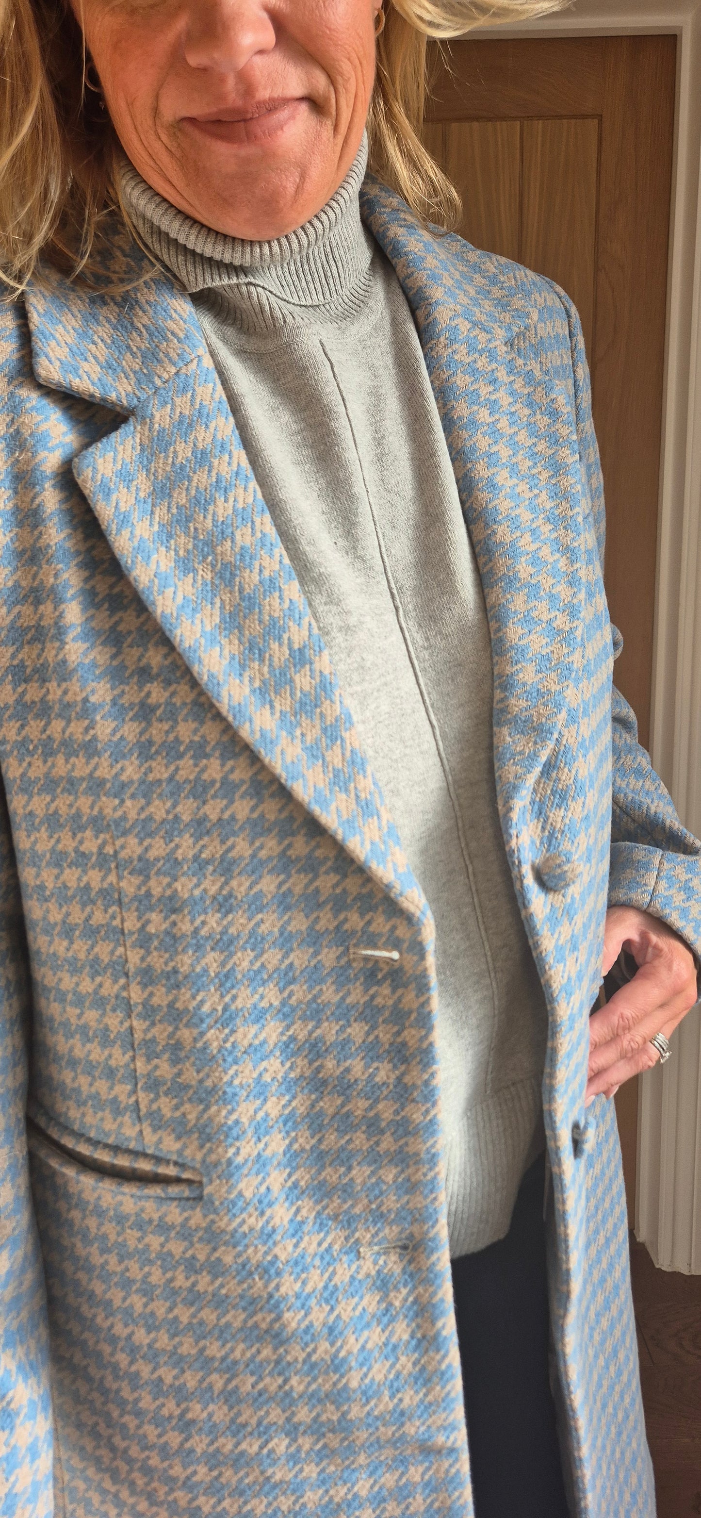 Westie Coat – Blue & Grey Check, Tailored Fit