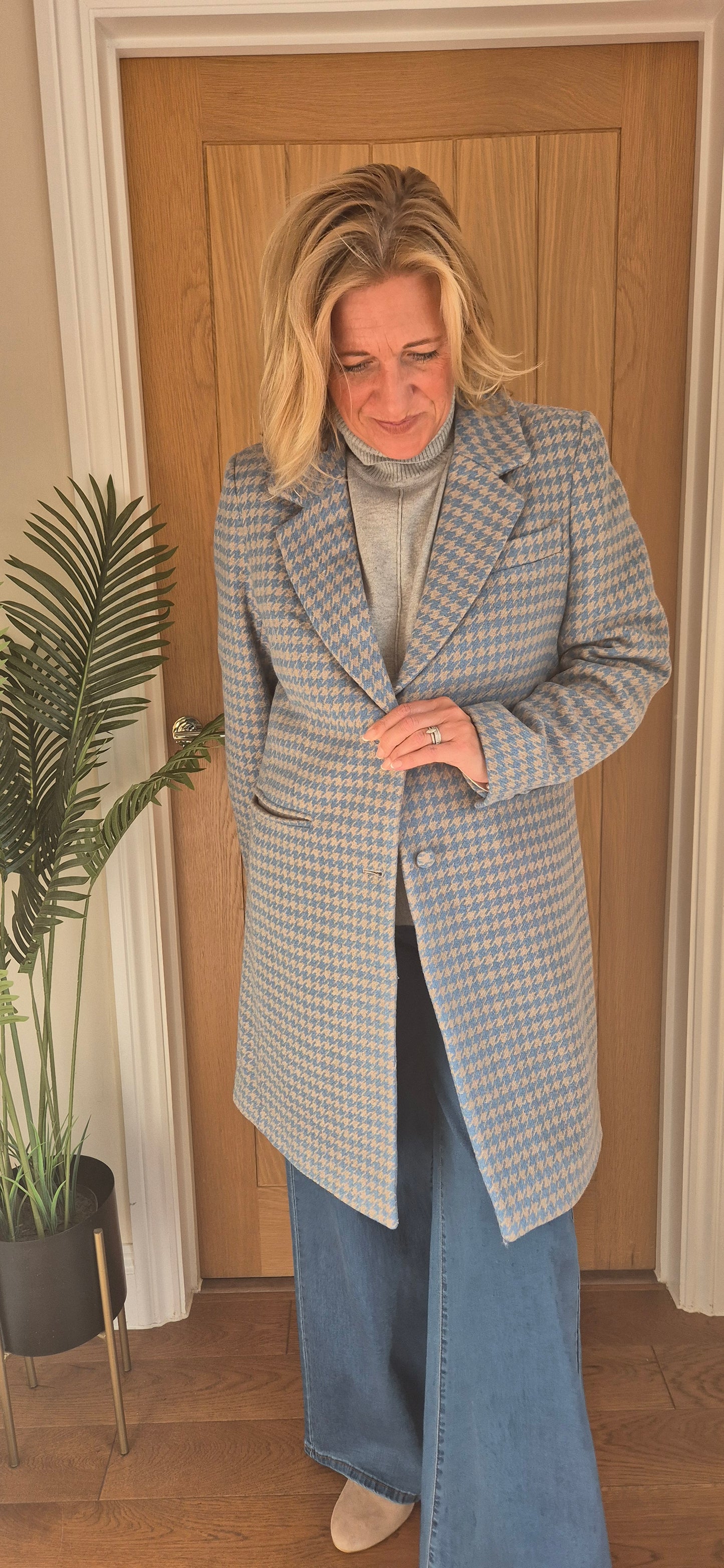 Westie Coat – Blue & Grey Check, Tailored Fit