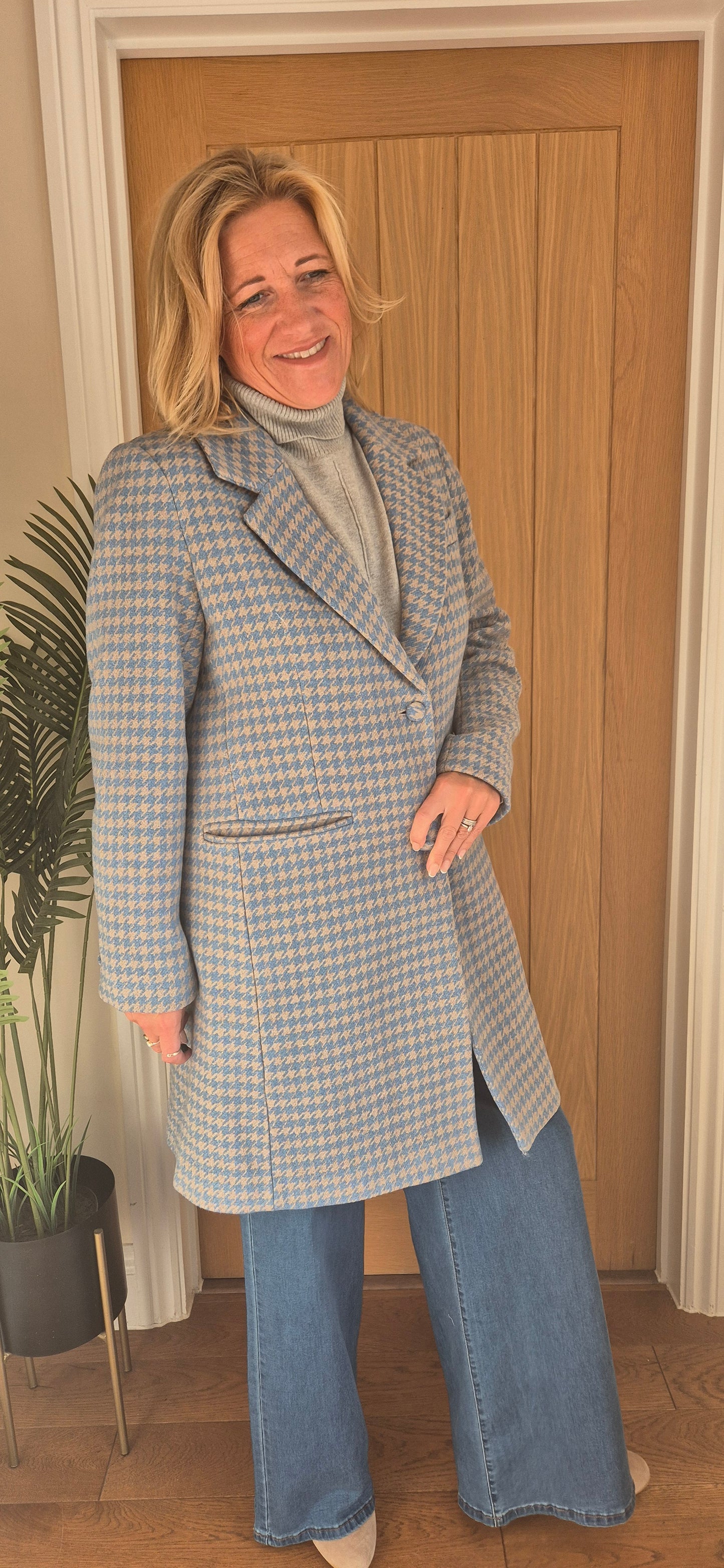 Westie Coat – Blue & Grey Check, Tailored Fit