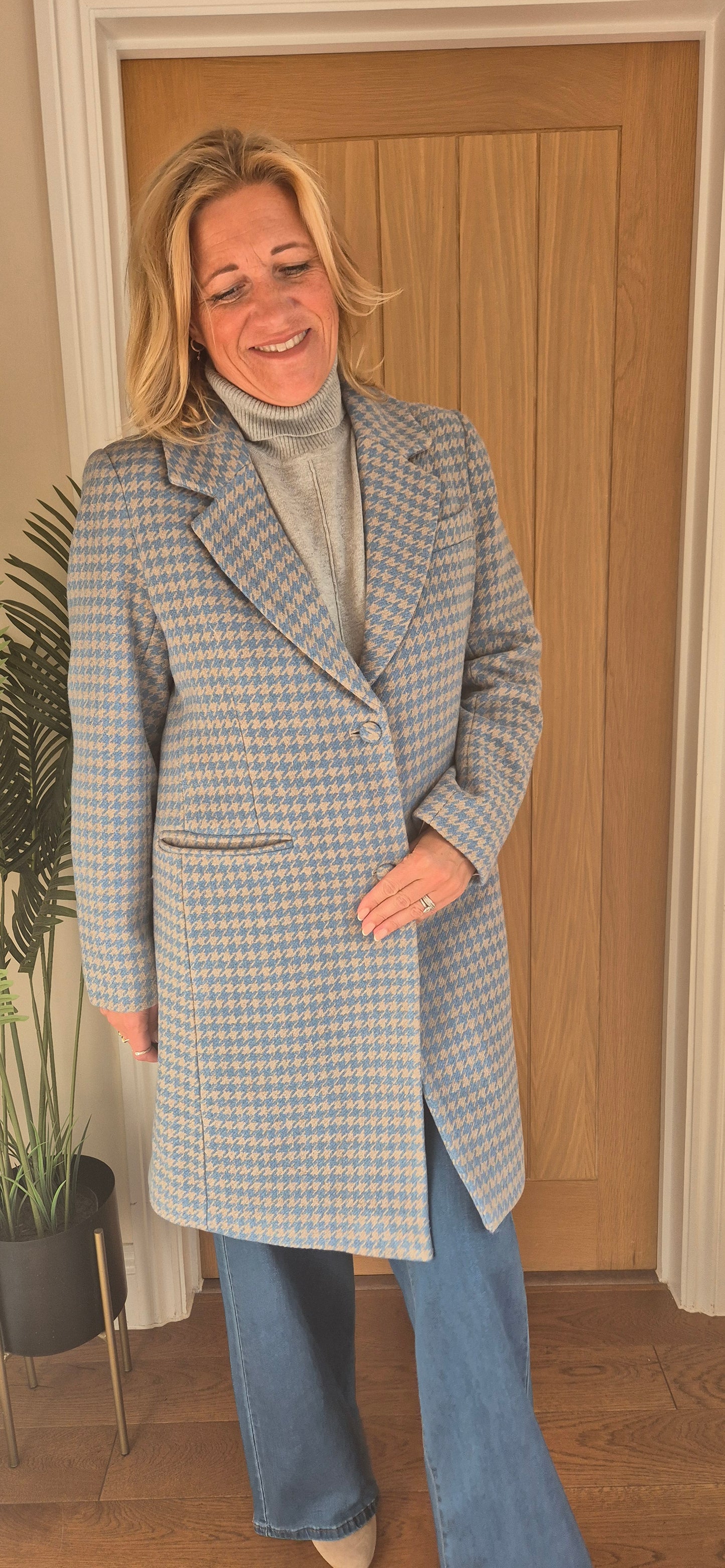 Westie Coat – Blue & Grey Check, Tailored Fit