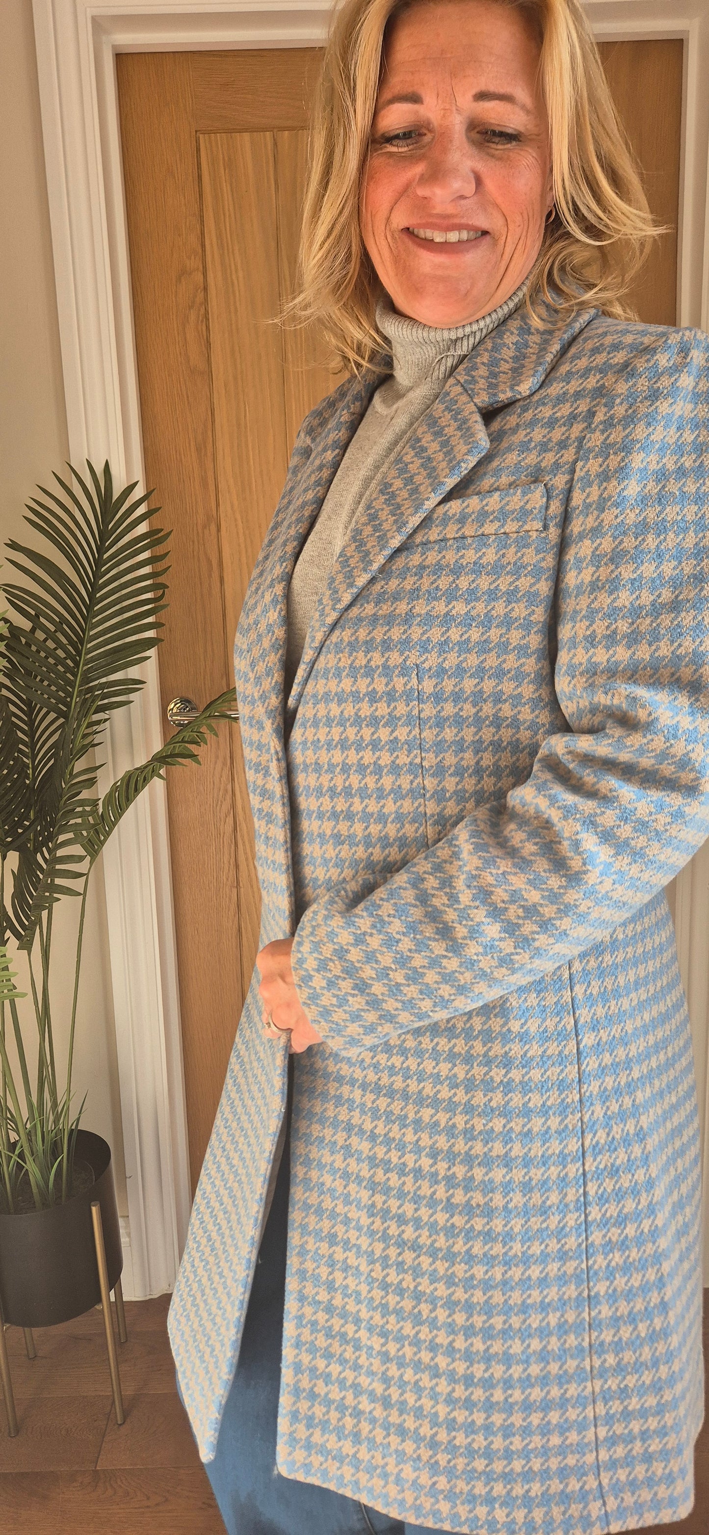 Westie Coat – Blue & Grey Check, Tailored Fit