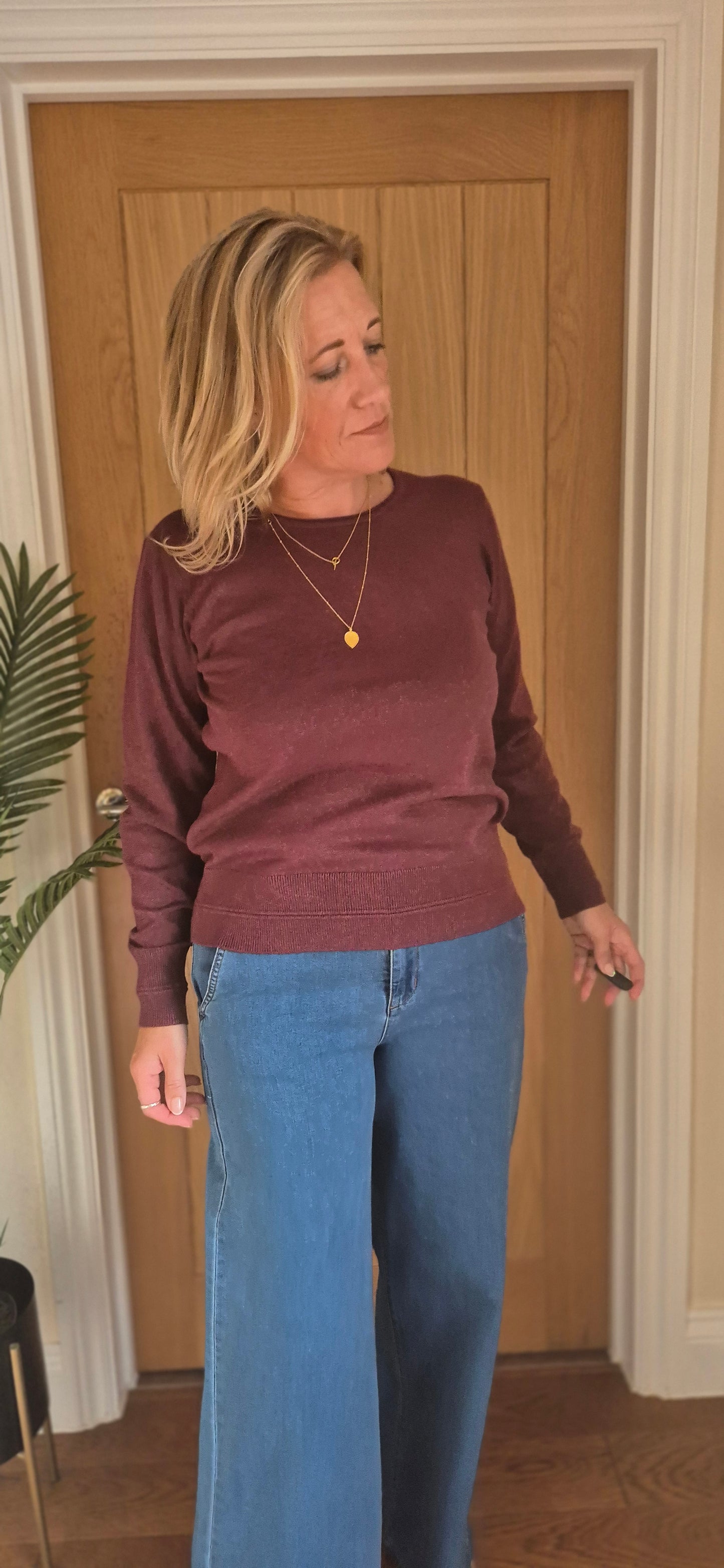 Allegra Sweater – Lightweight Knit in Black or Burgundy