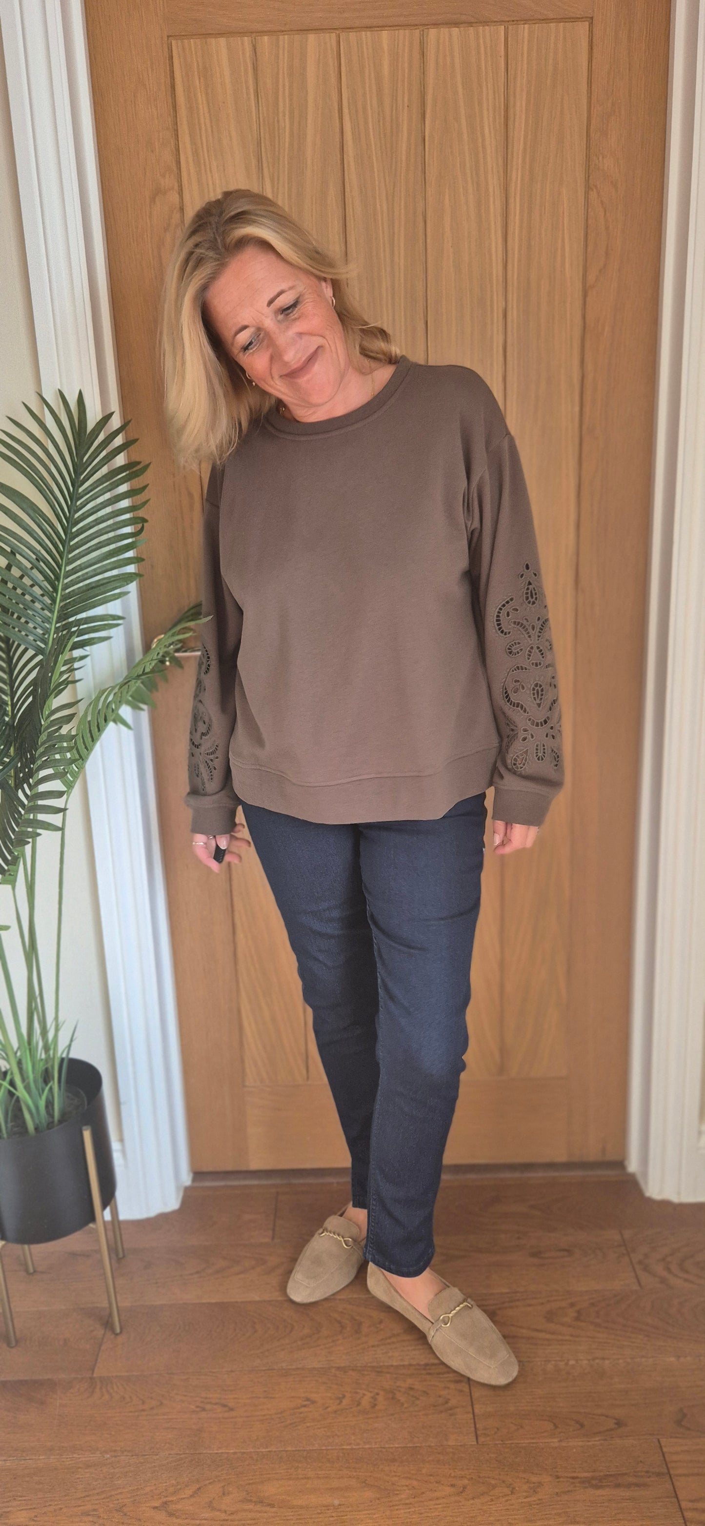 Jane Jeans – Dark Denim Slim Leg with Hem Split