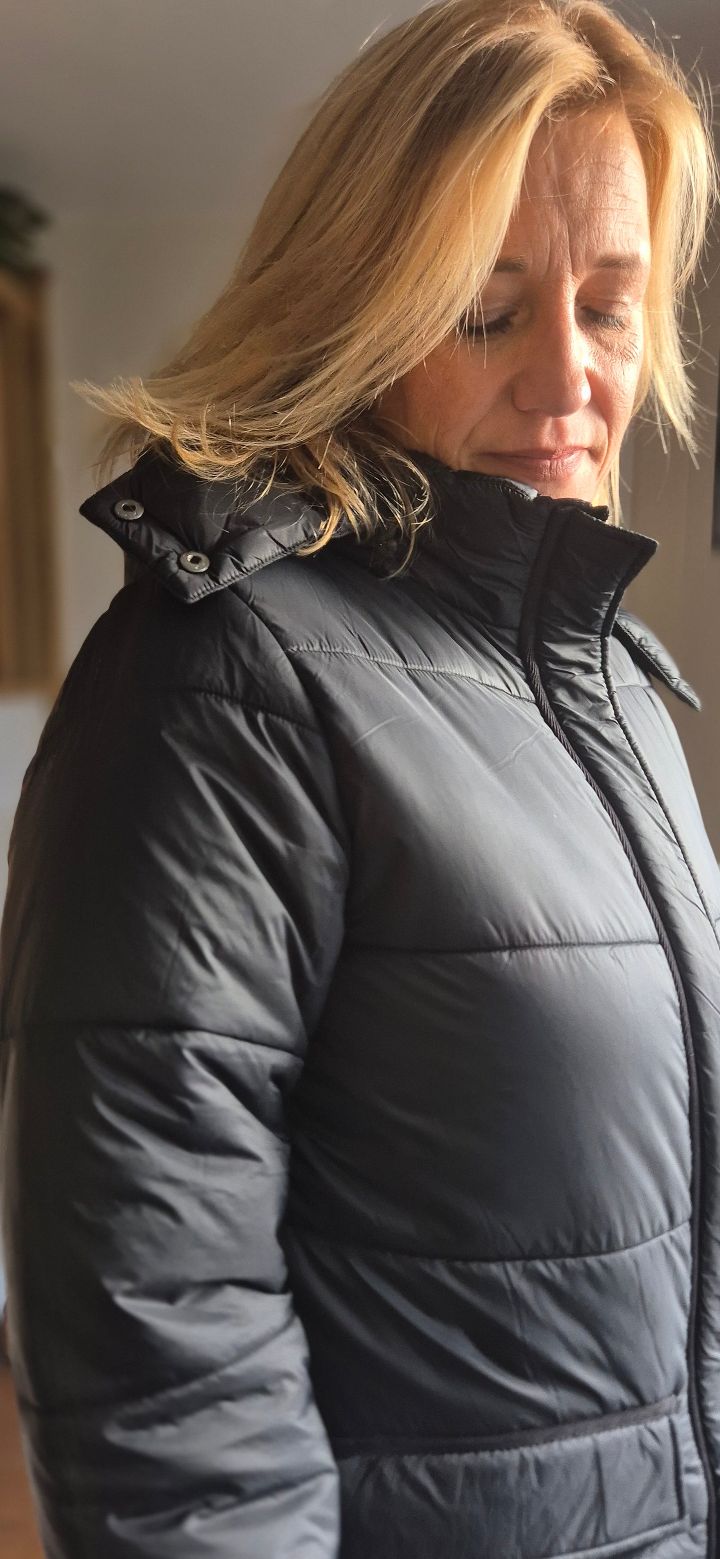 Gaiagro Long Coat – Warm Quilted Puffa in Black or Beige