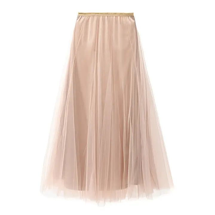 Last True Angel Tulle Layer Skirt - Latte