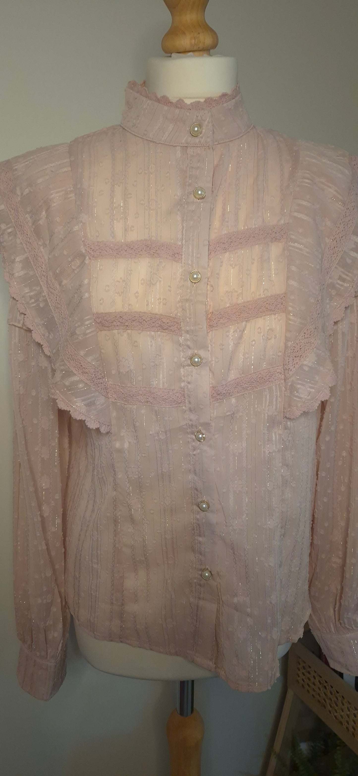 Pink Frill Detail Long sleeve Blouse