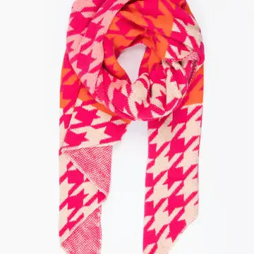 Fuchsia/Orange, Houndstooth Scarf