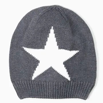 Grey Star Beanie Hat