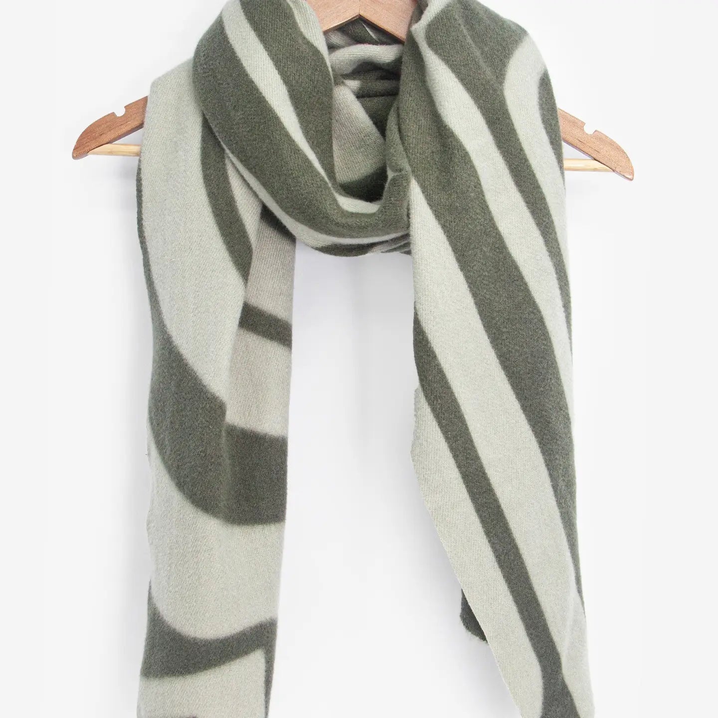 Khaki and cream geometric pattern scarf