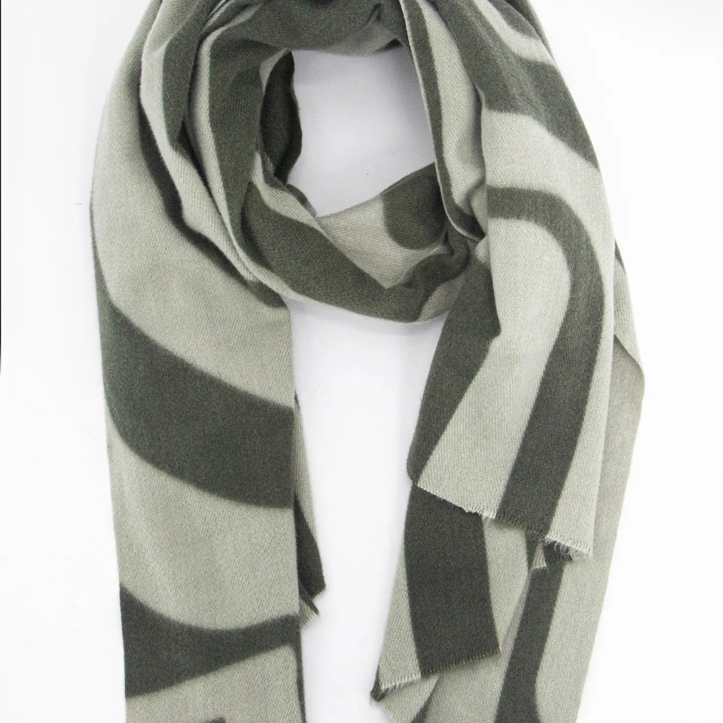 Khaki and cream geometric pattern scarf