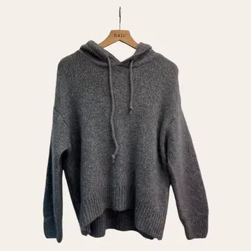 Mohair and Wool Blend Hoody - Dark Grey