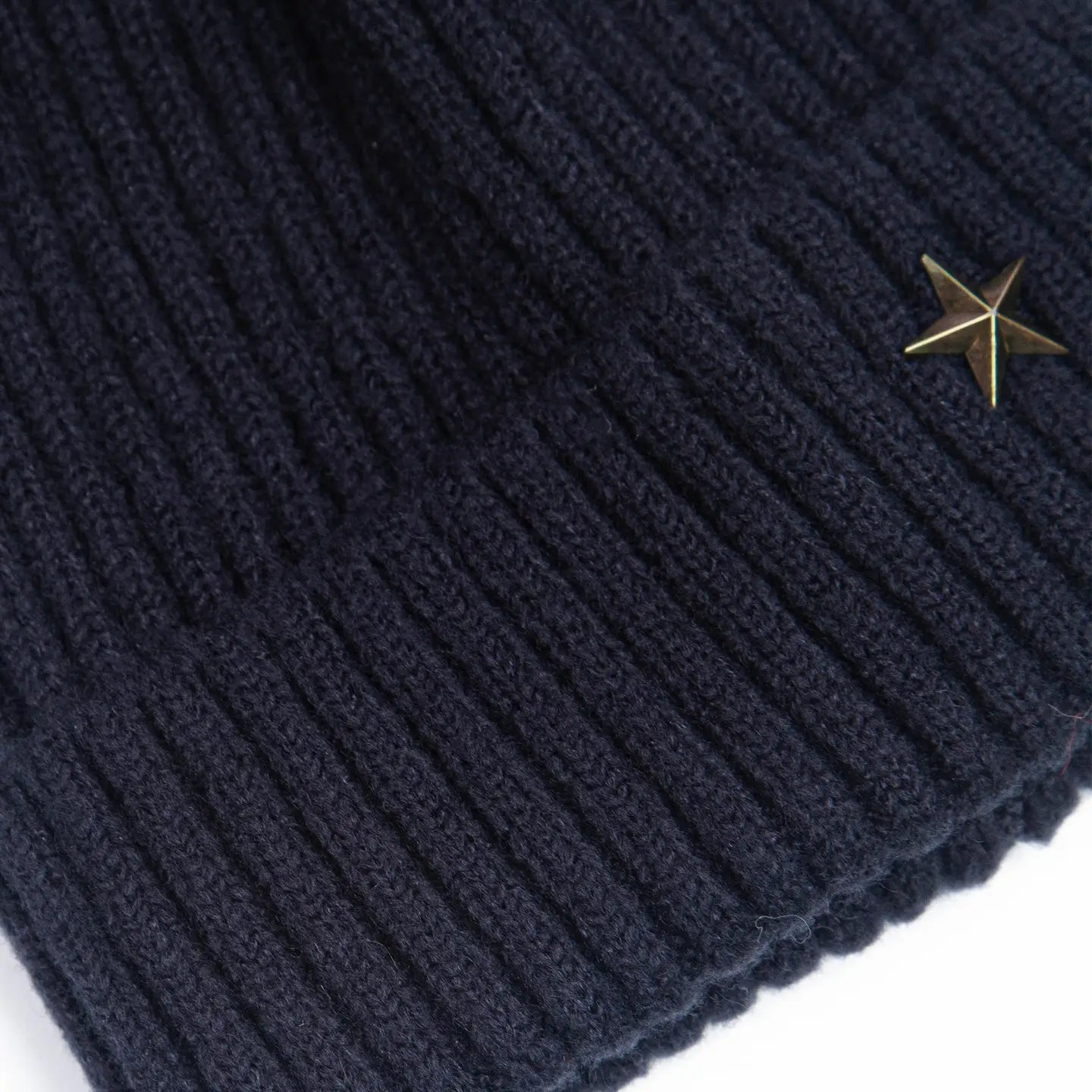 Navy Blue Bobble Hat with Gold Star