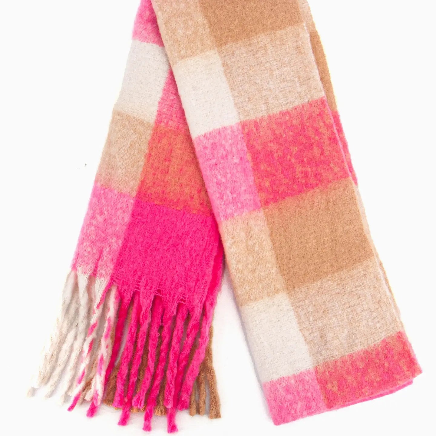 Oversize Chunky Scarf - Pink, Square Colour Block