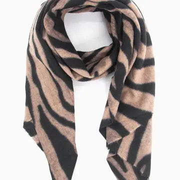 Black and neutral zebra pattern scarf