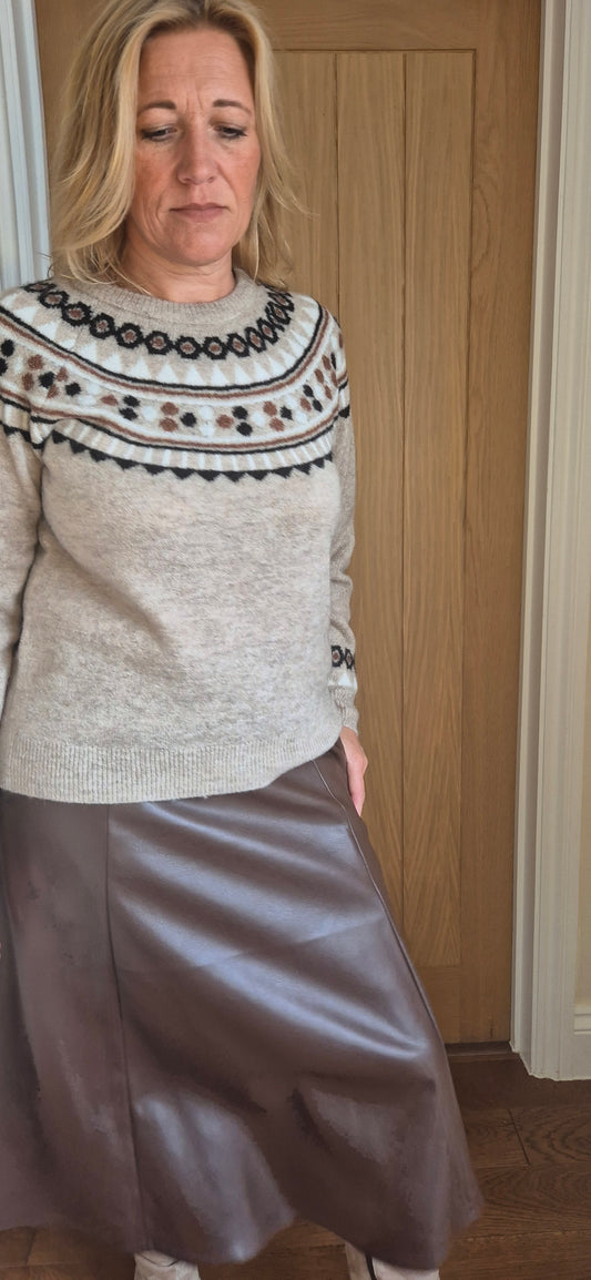 Paloma Leather-Look Midi Skirt – Black or Chocolate Brown