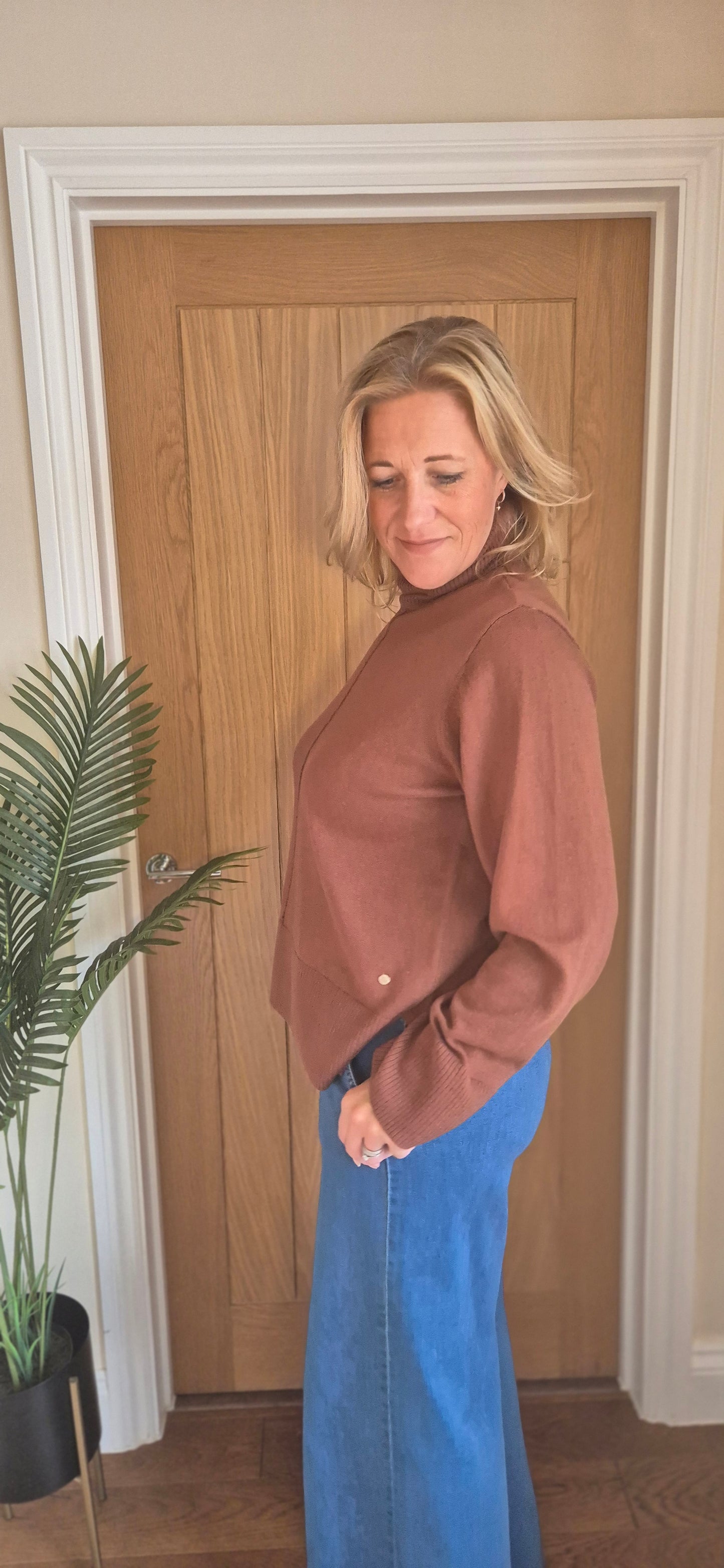 Anva Rollneck Sweater – Cotton Cashmere Blend