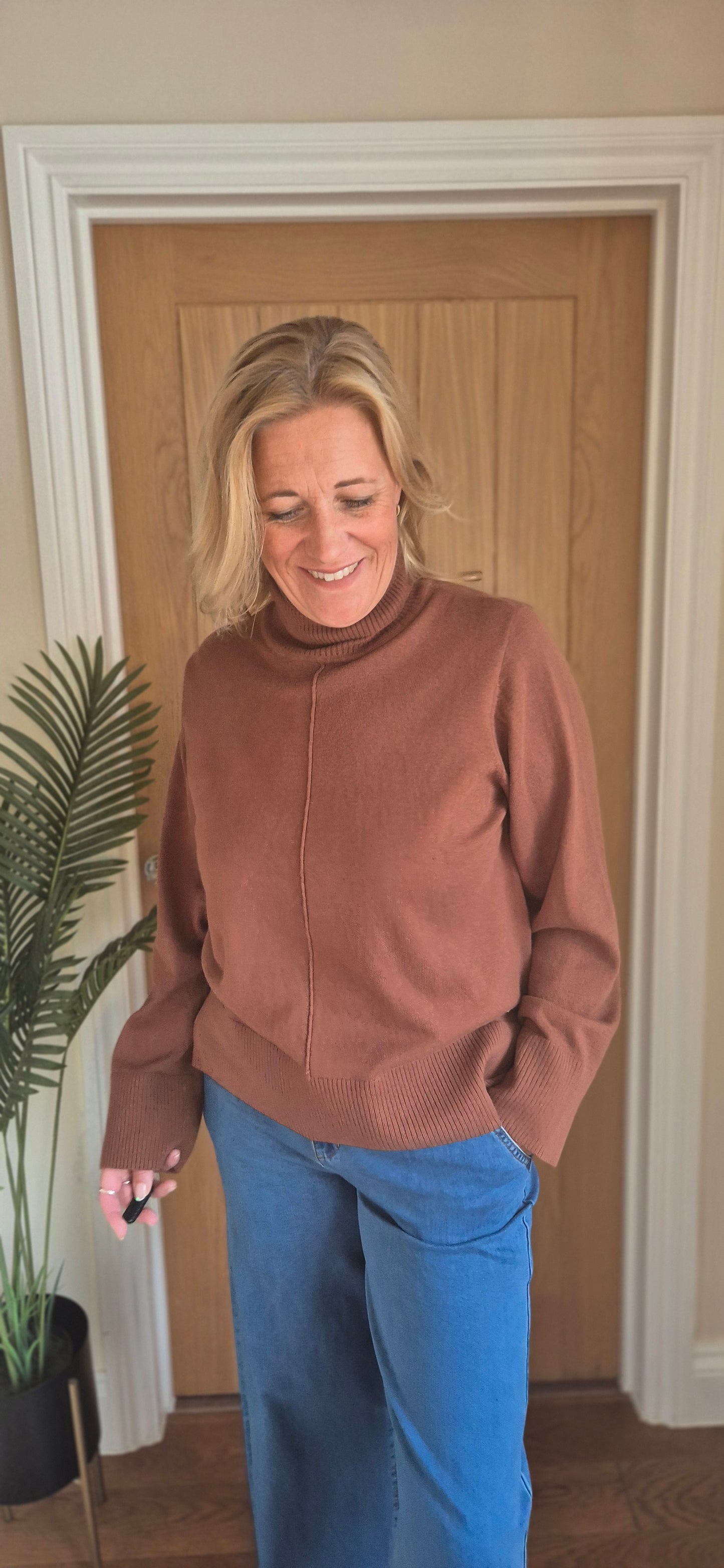 Anva Rollneck Sweater – Cotton Cashmere Blend