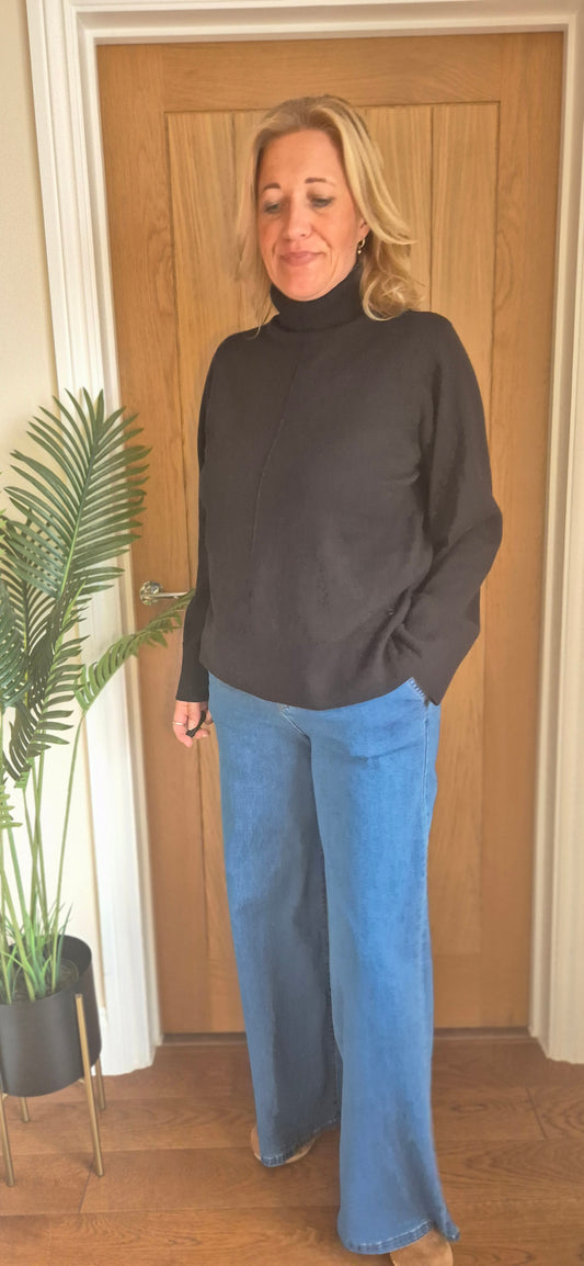 Anva Rollneck Sweater – Cotton Cashmere Blend