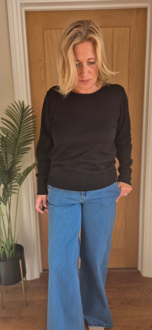 Allegra Sweater – Lightweight Knit in Black or Burgundy