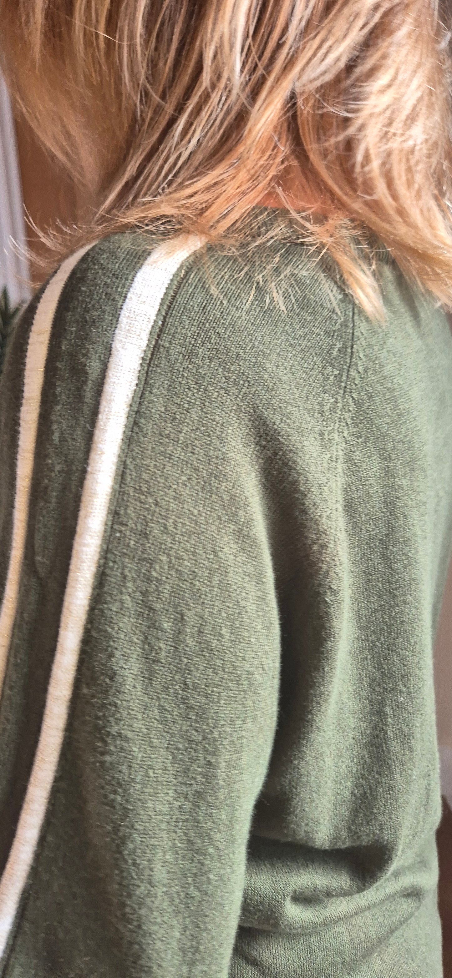 Talia Sweater – V-Neck Stripe Sleeve Knit