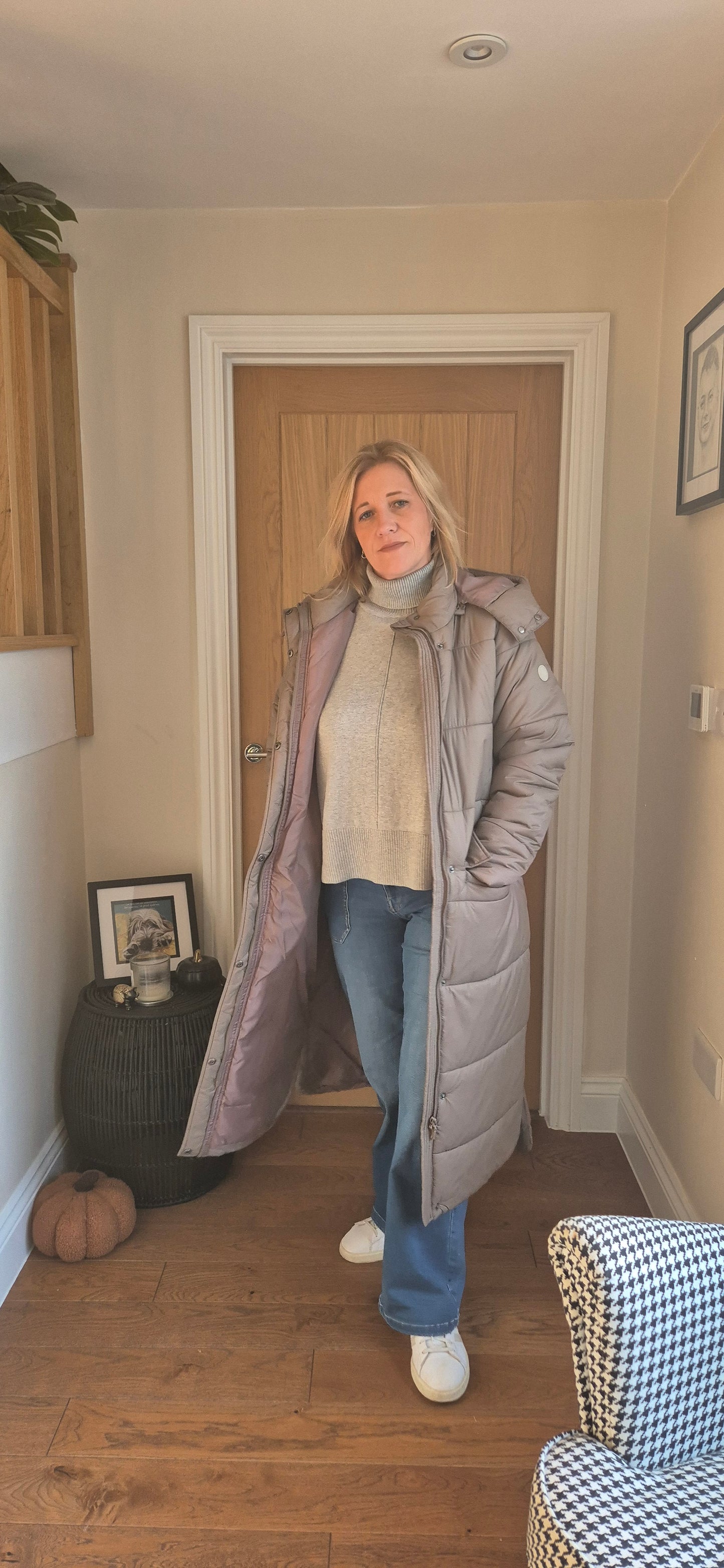 Gaiagro Long Coat – Warm Quilted Puffa in Black or Beige