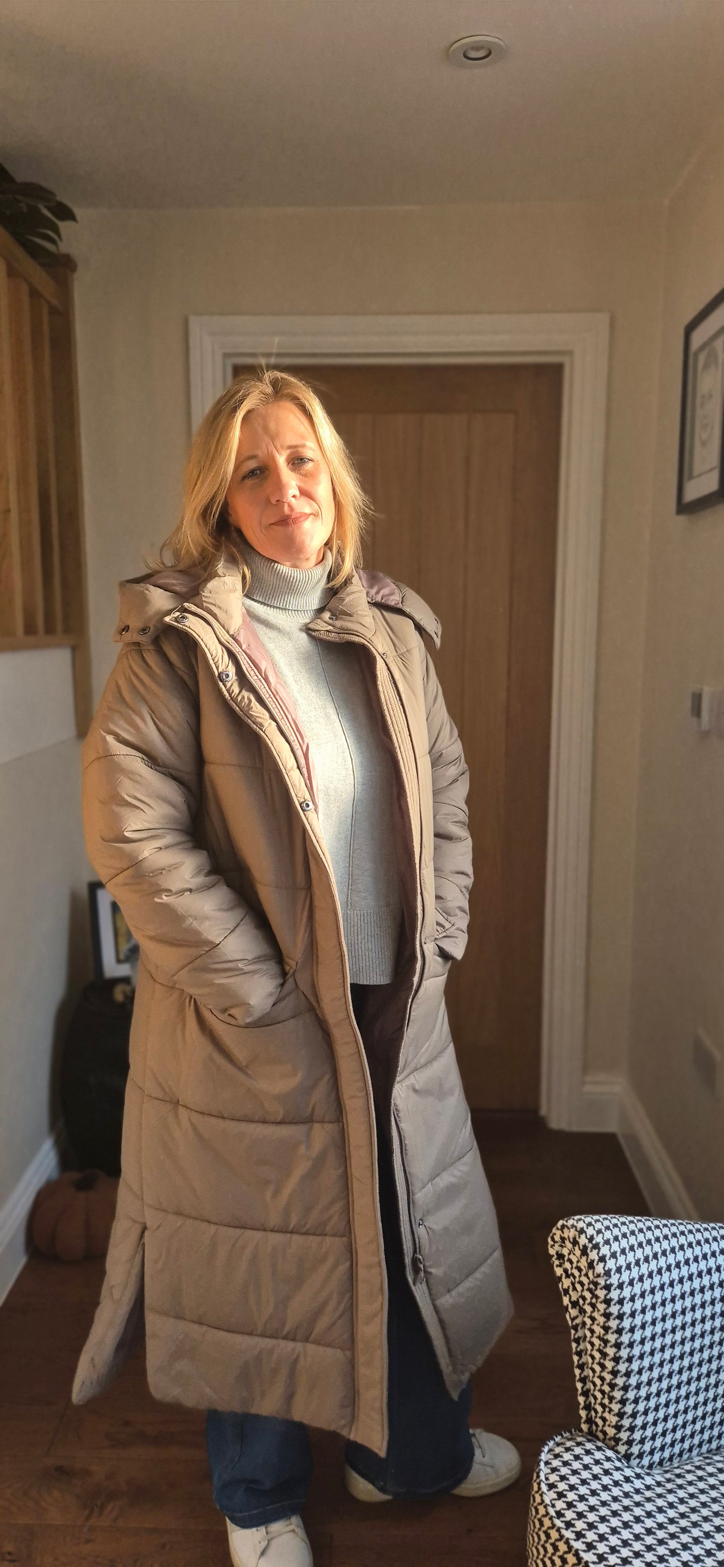 Gaiagro Long Coat – Warm Quilted Puffa in Black or Beige