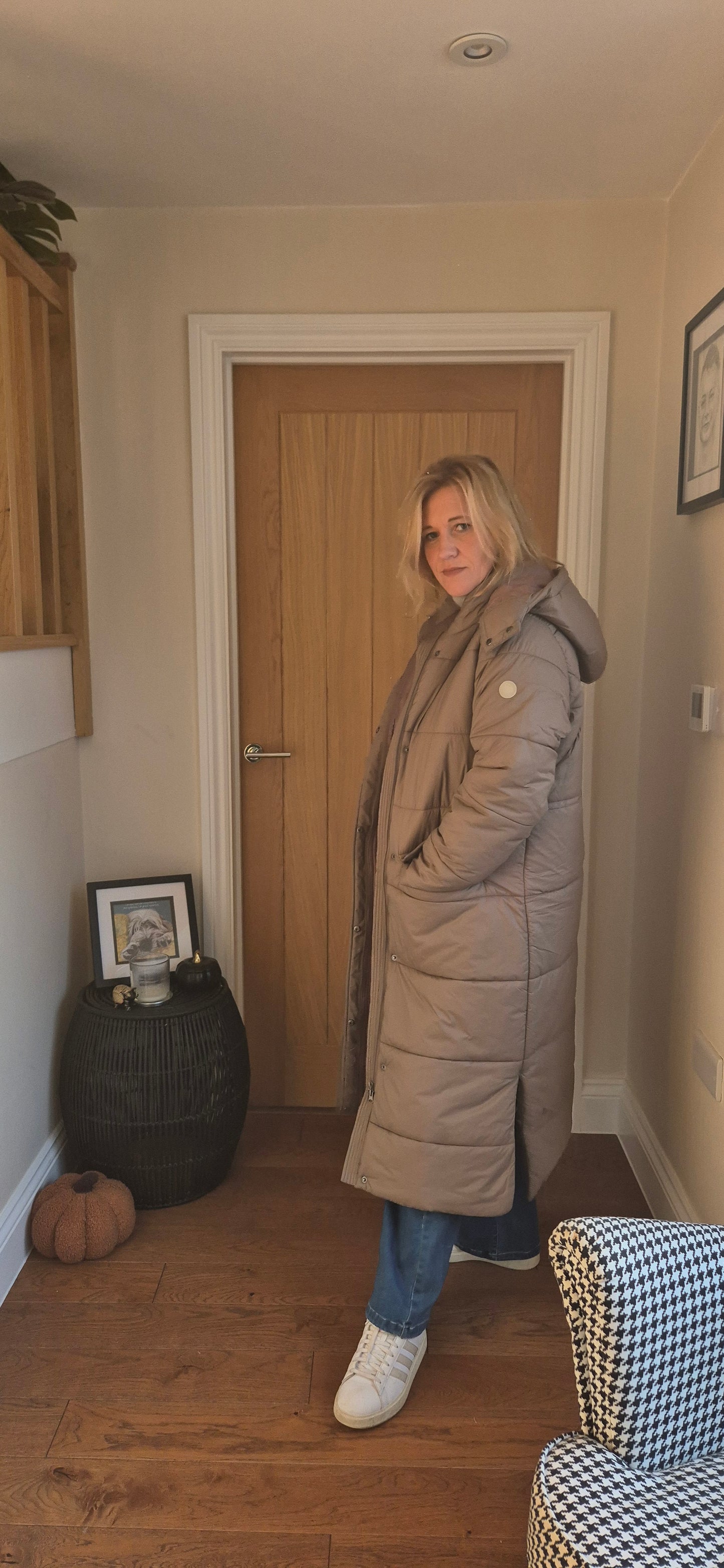 Gaiagro Long Coat – Warm Quilted Puffa in Black or Beige