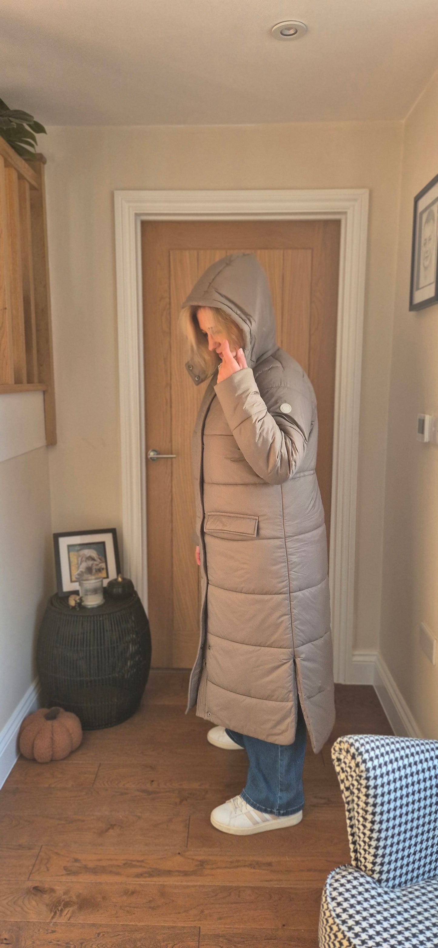 Gaiagro Long Coat – Warm Quilted Puffa in Black or Beige