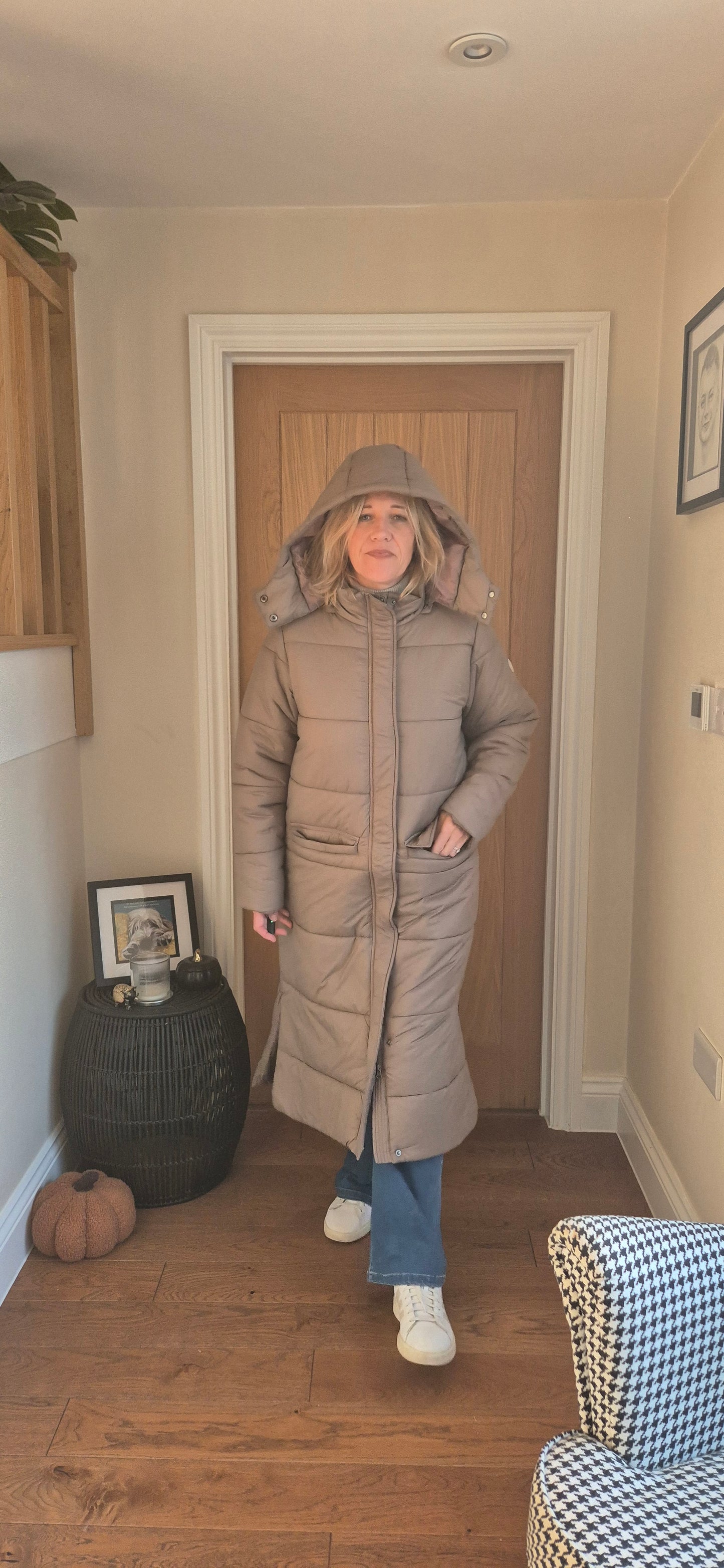 Gaiagro Long Coat – Warm Quilted Puffa in Black or Beige