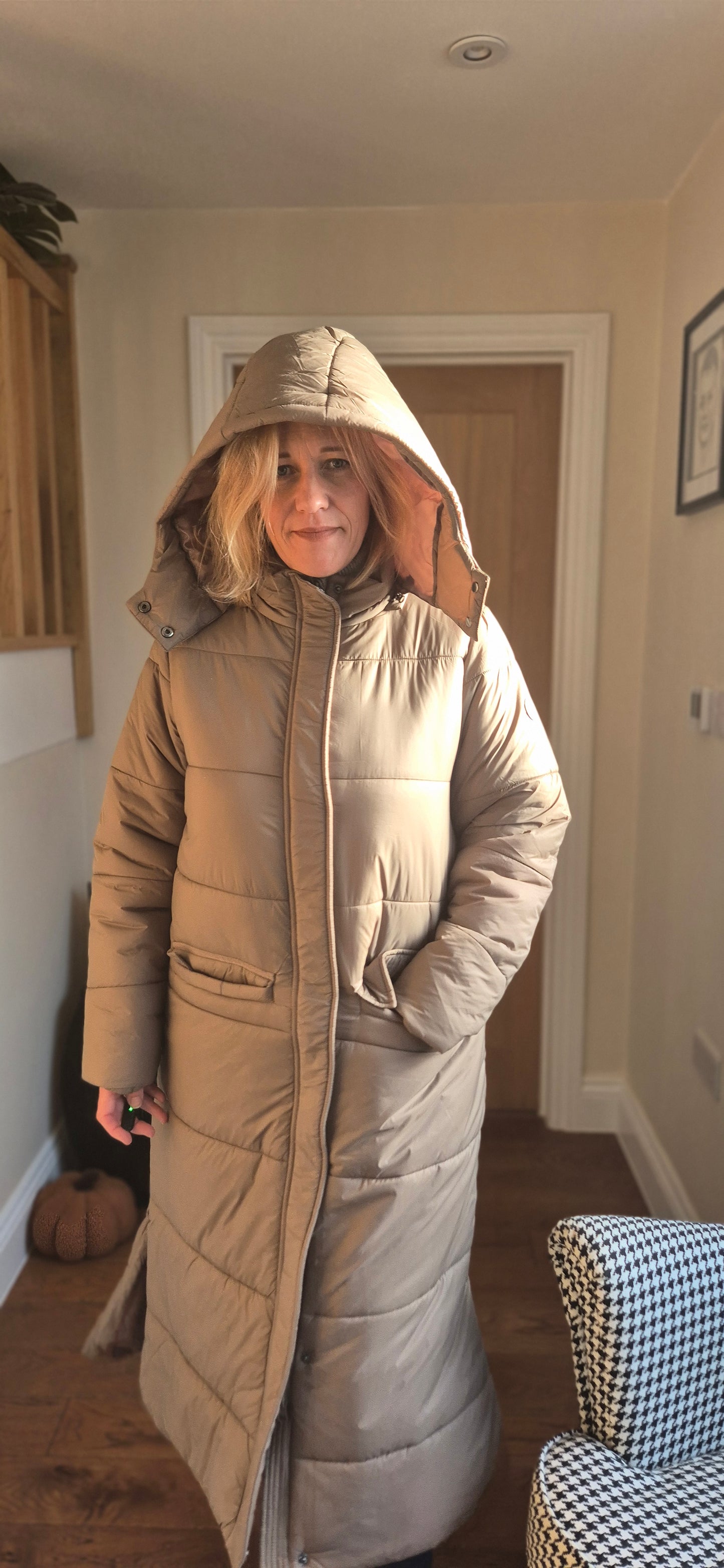 Gaiagro Long Coat – Warm Quilted Puffa in Black or Beige