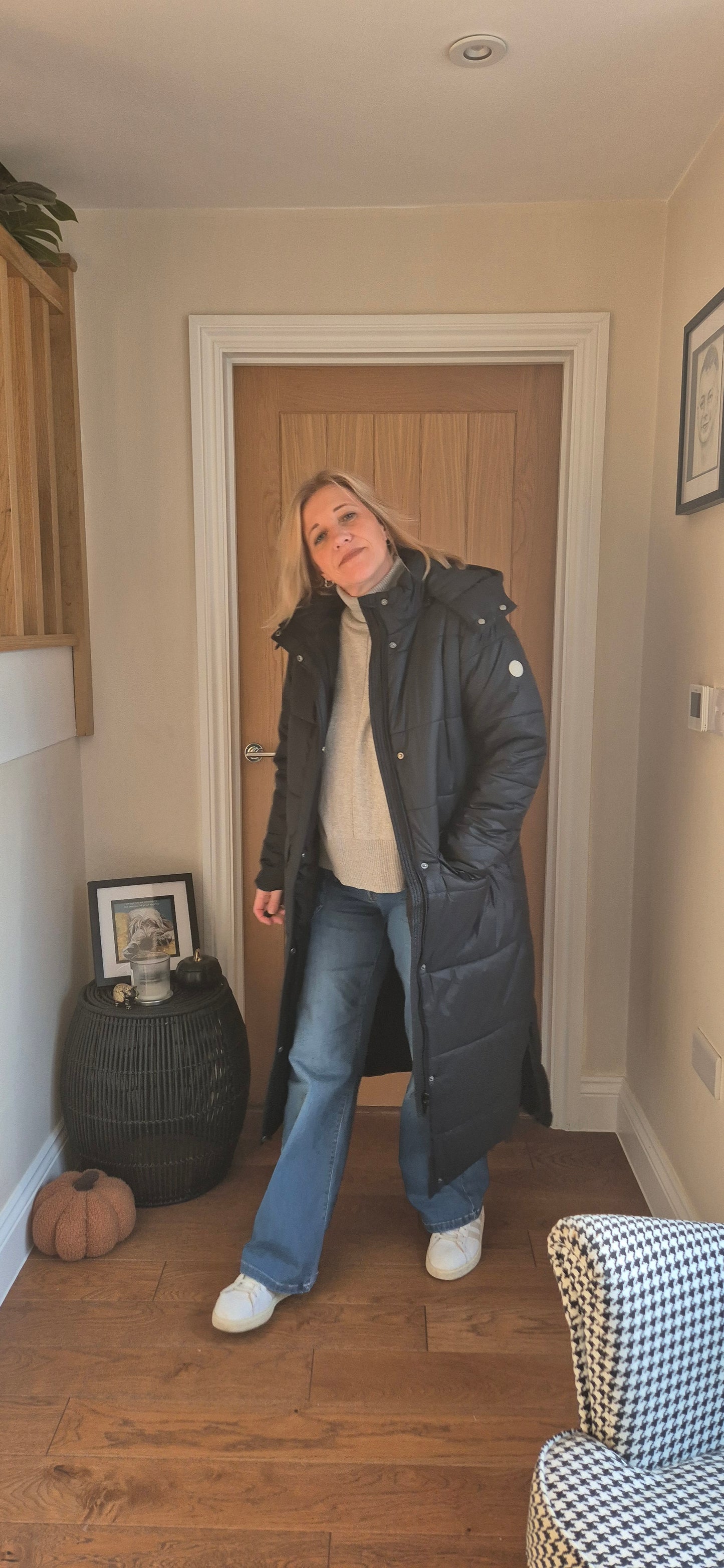 Gaiagro Long Coat – Warm Quilted Puffa in Black or Beige