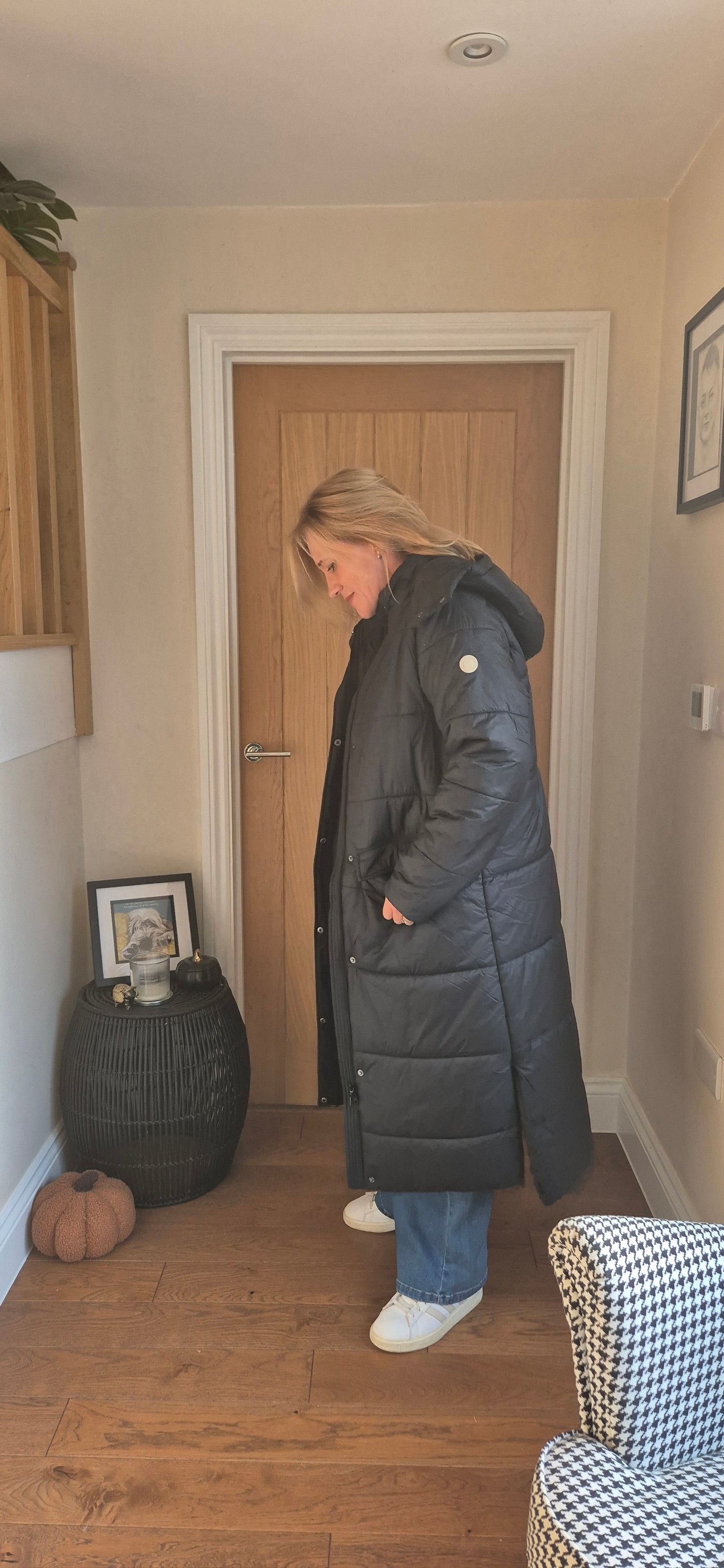 Gaiagro Long Coat – Warm Quilted Puffa in Black or Beige