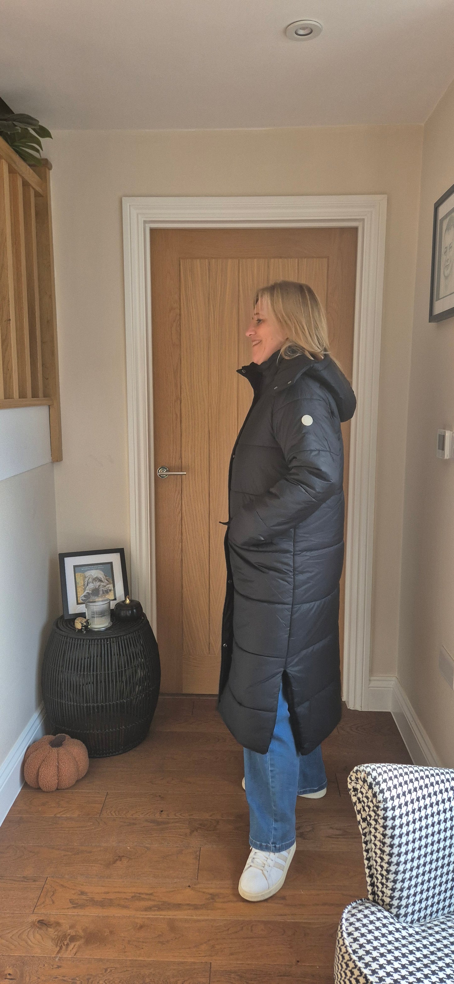 Gaiagro Long Coat – Warm Quilted Puffa in Black or Beige