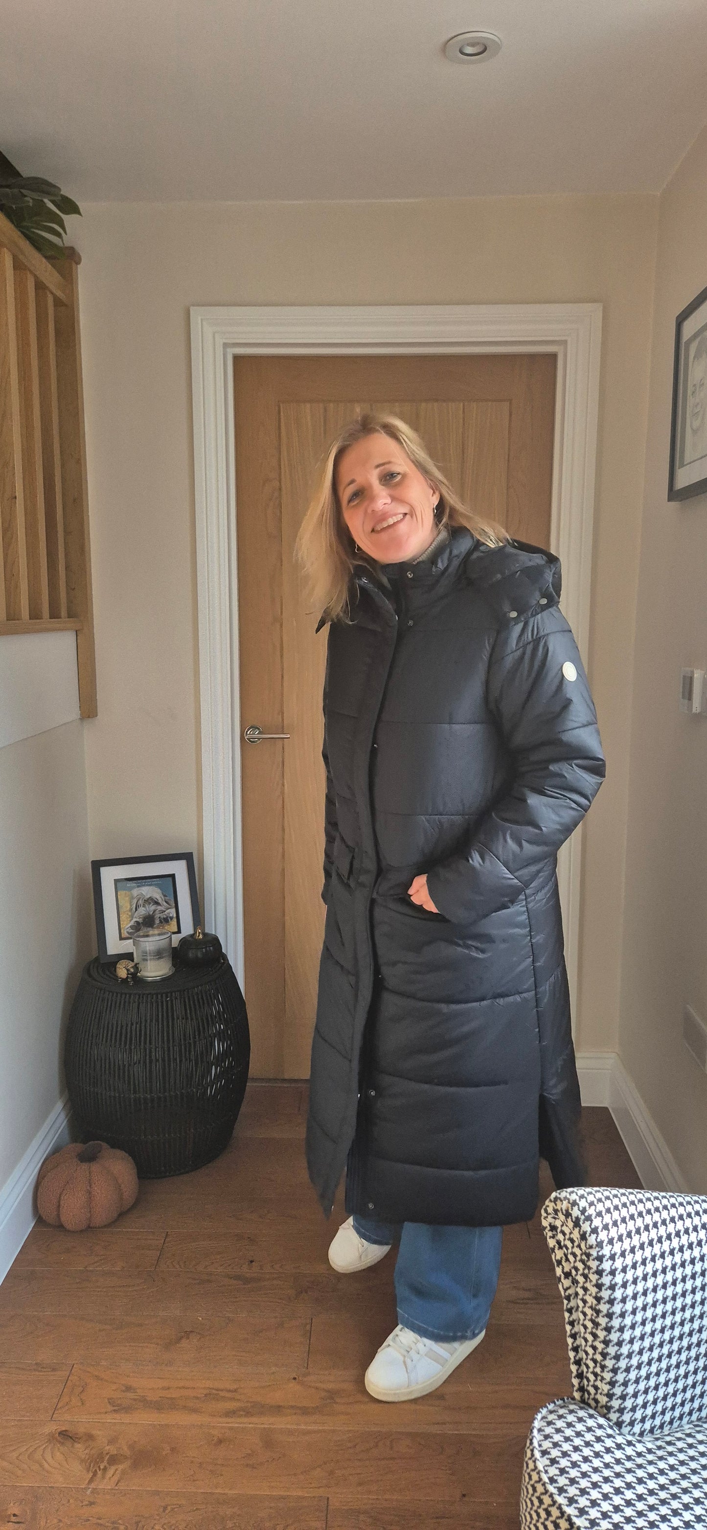 Gaiagro Long Coat – Warm Quilted Puffa in Black or Beige