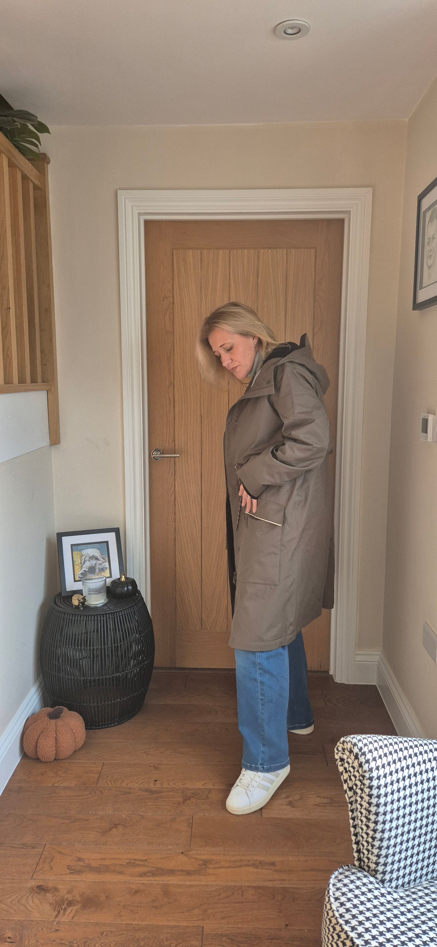 Raily Coat – Mushroom Brown Hooded Rain Coat with Drawstring Waist