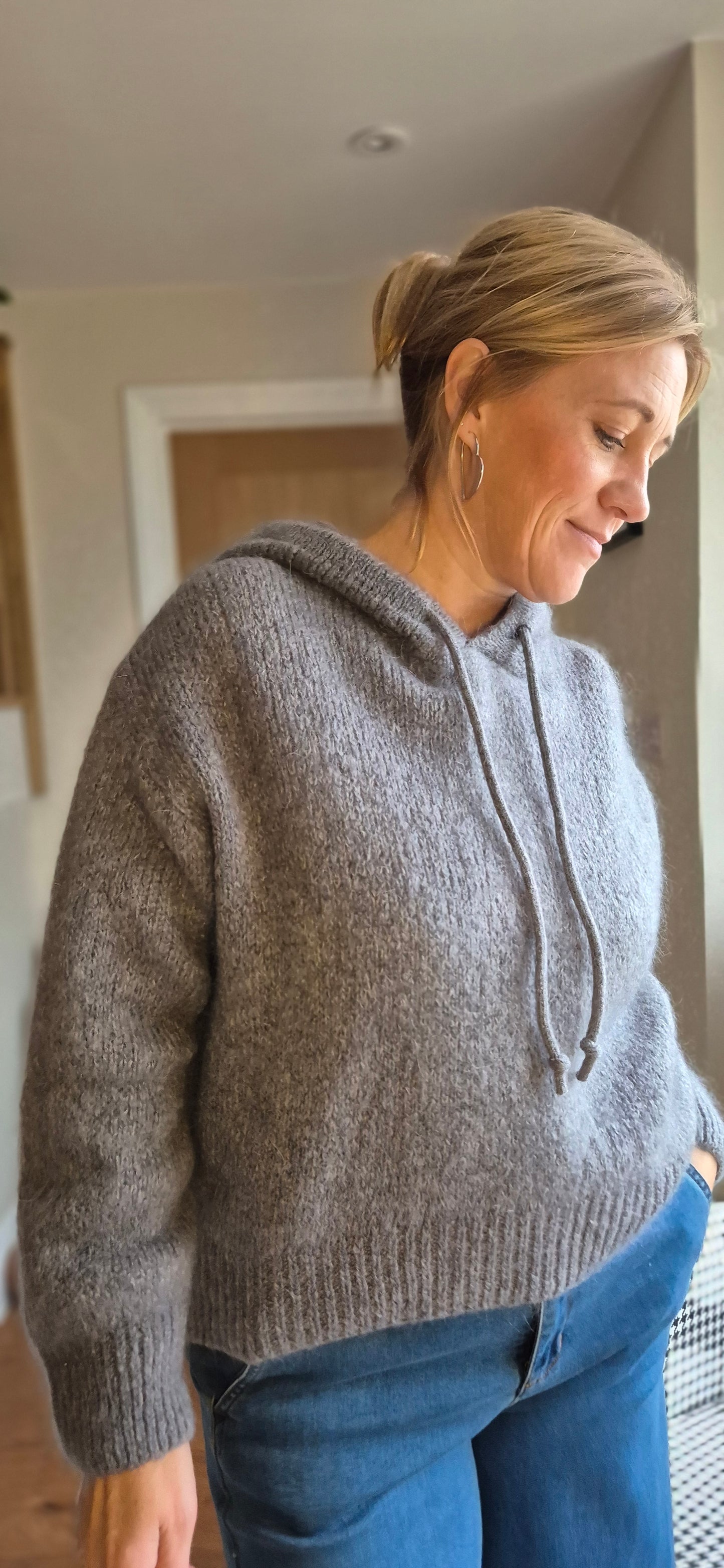 Ashlyn Hoody – Dark Grey Mohair & Wool Blend